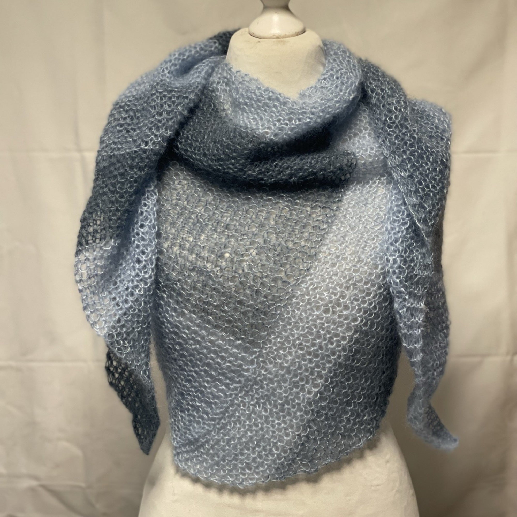 Strick-Set Schal zweifarbig Hellblau-Topas