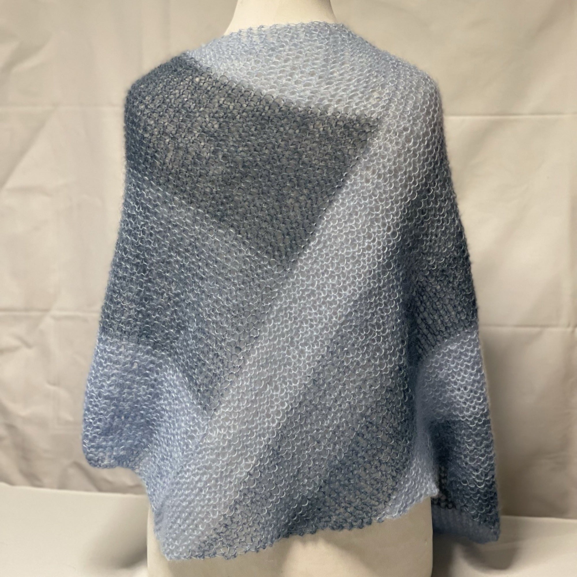 Strick-Set Schal zweifarbig Hellblau-Topas