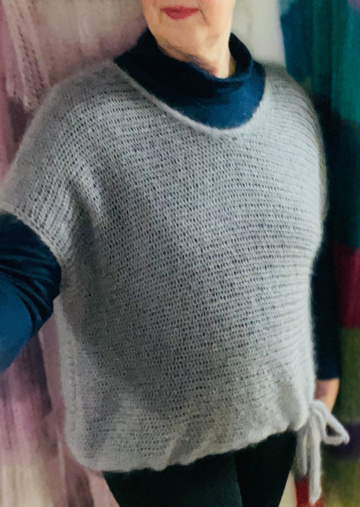 Quergestrickter Pullunder mit Band Größe II