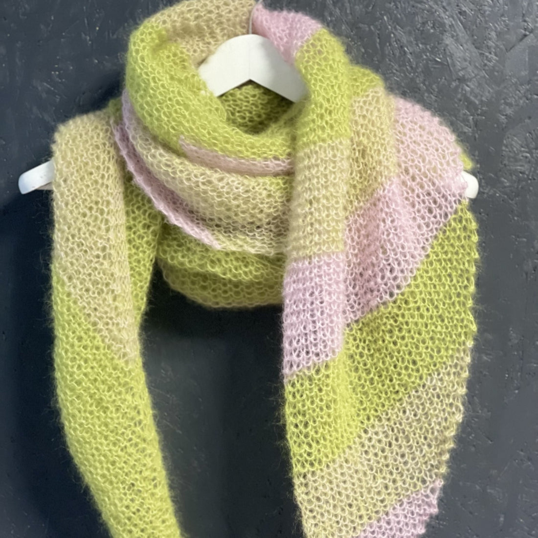 Strick-Set Schal zweifarbig Hellrosa-Birke