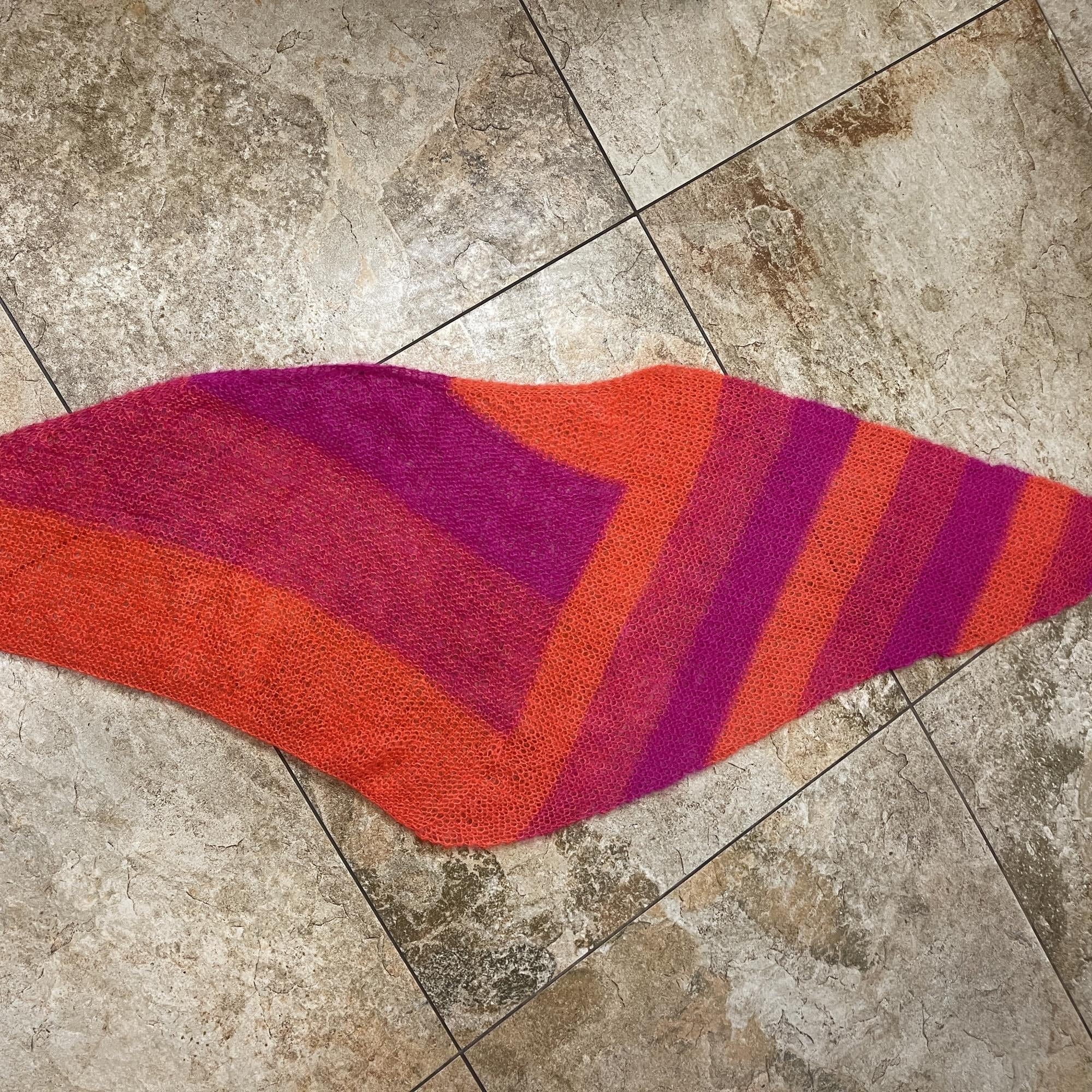 Strick-Set Schal zweifarbig Magenta-Melone