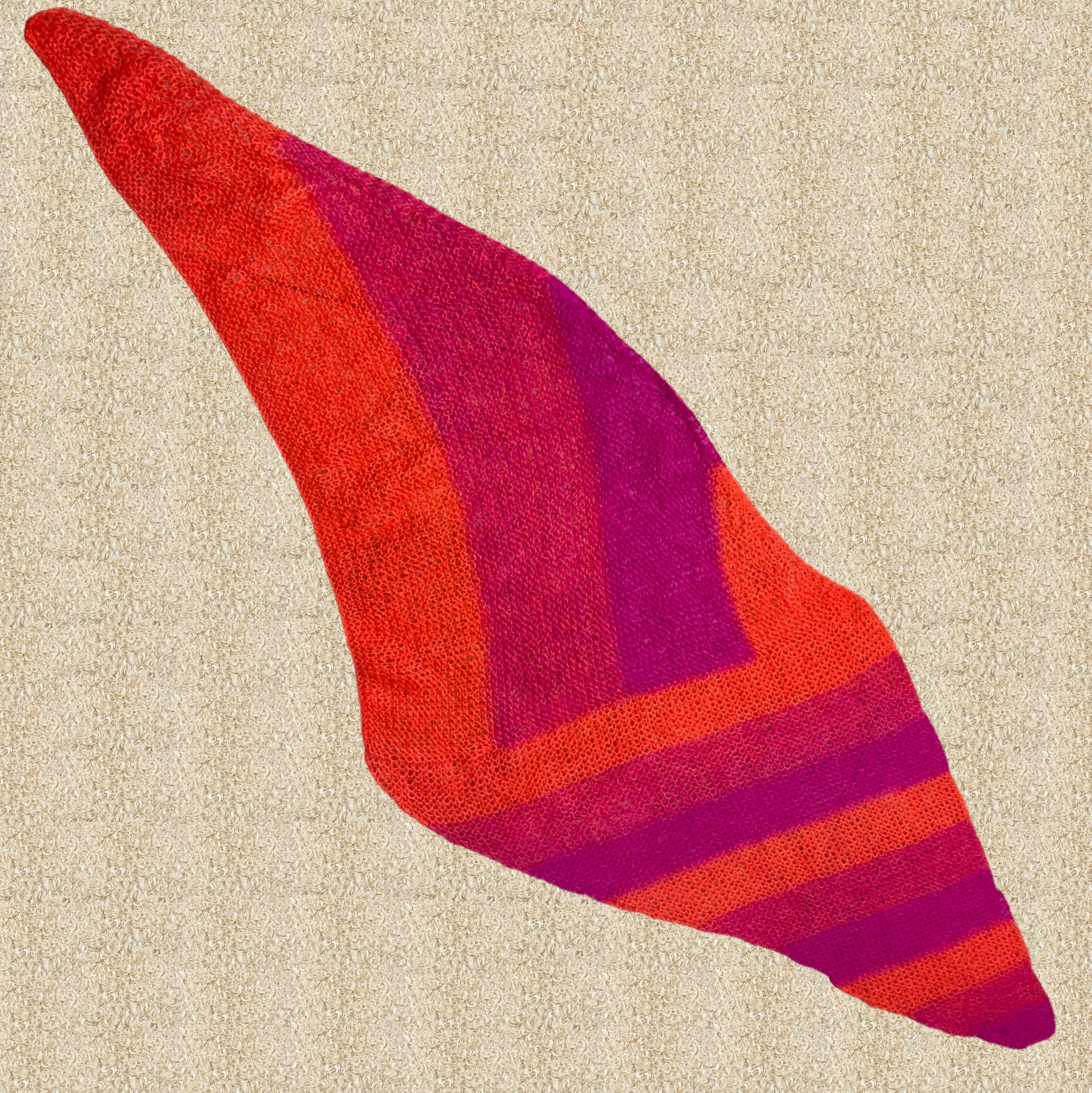 Strick-Set Schal zweifarbig Magenta-Melone