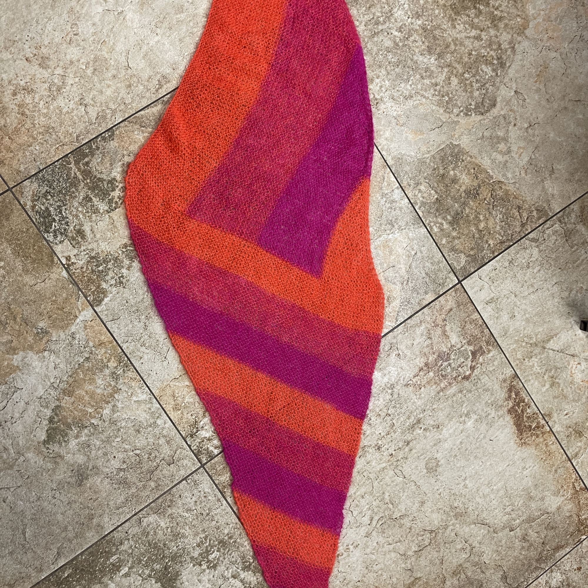 Strick-Set Schal zweifarbig Magenta-Melone