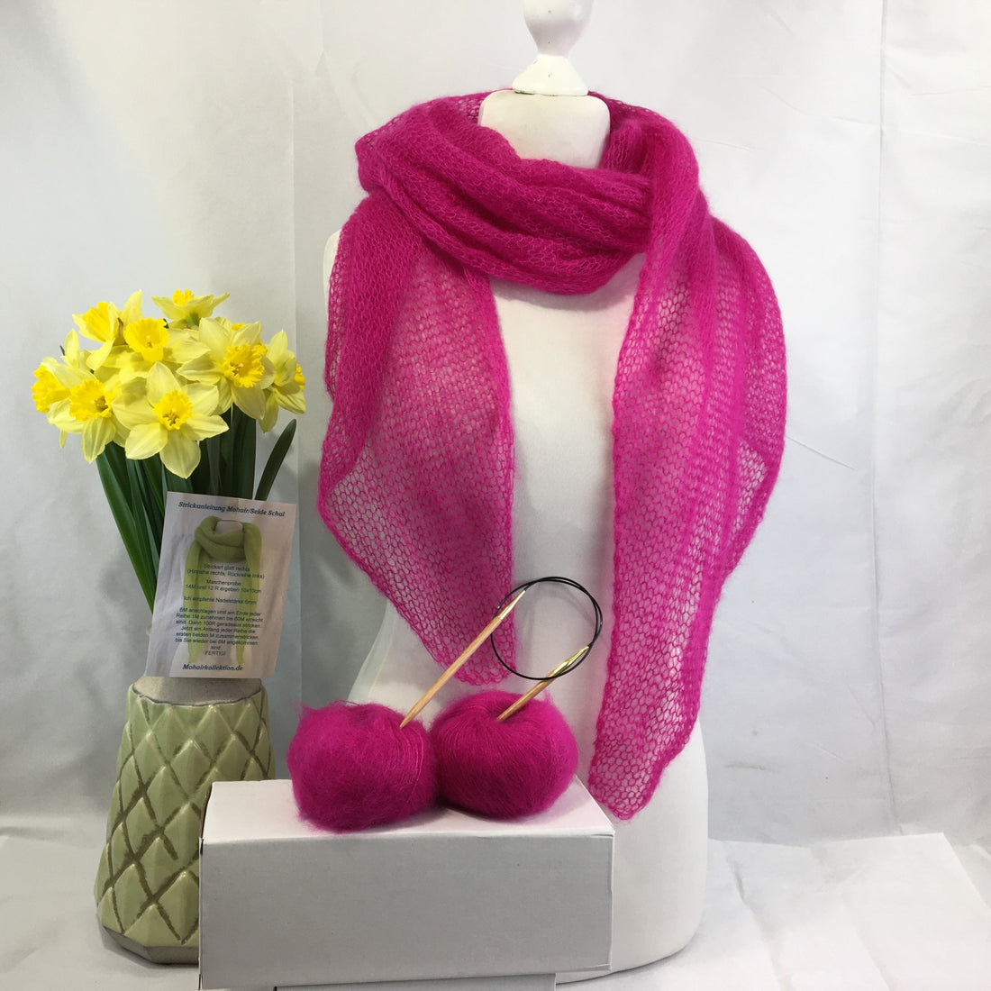 Strick-Set Schal Magenta