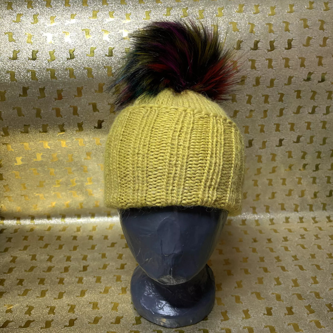 Alpaka Strickmütze Gelb
