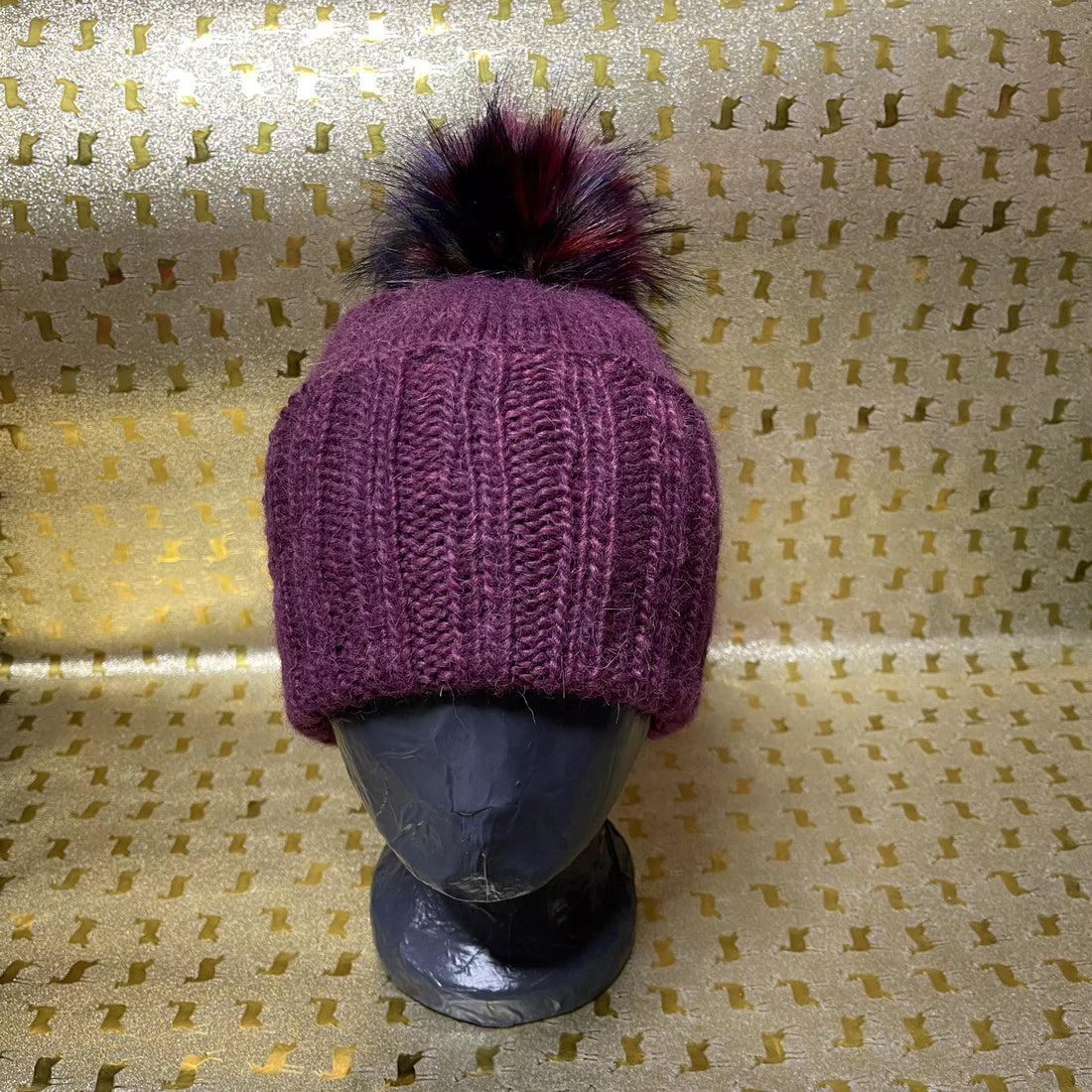 Alpaka Strickmütze Burgund