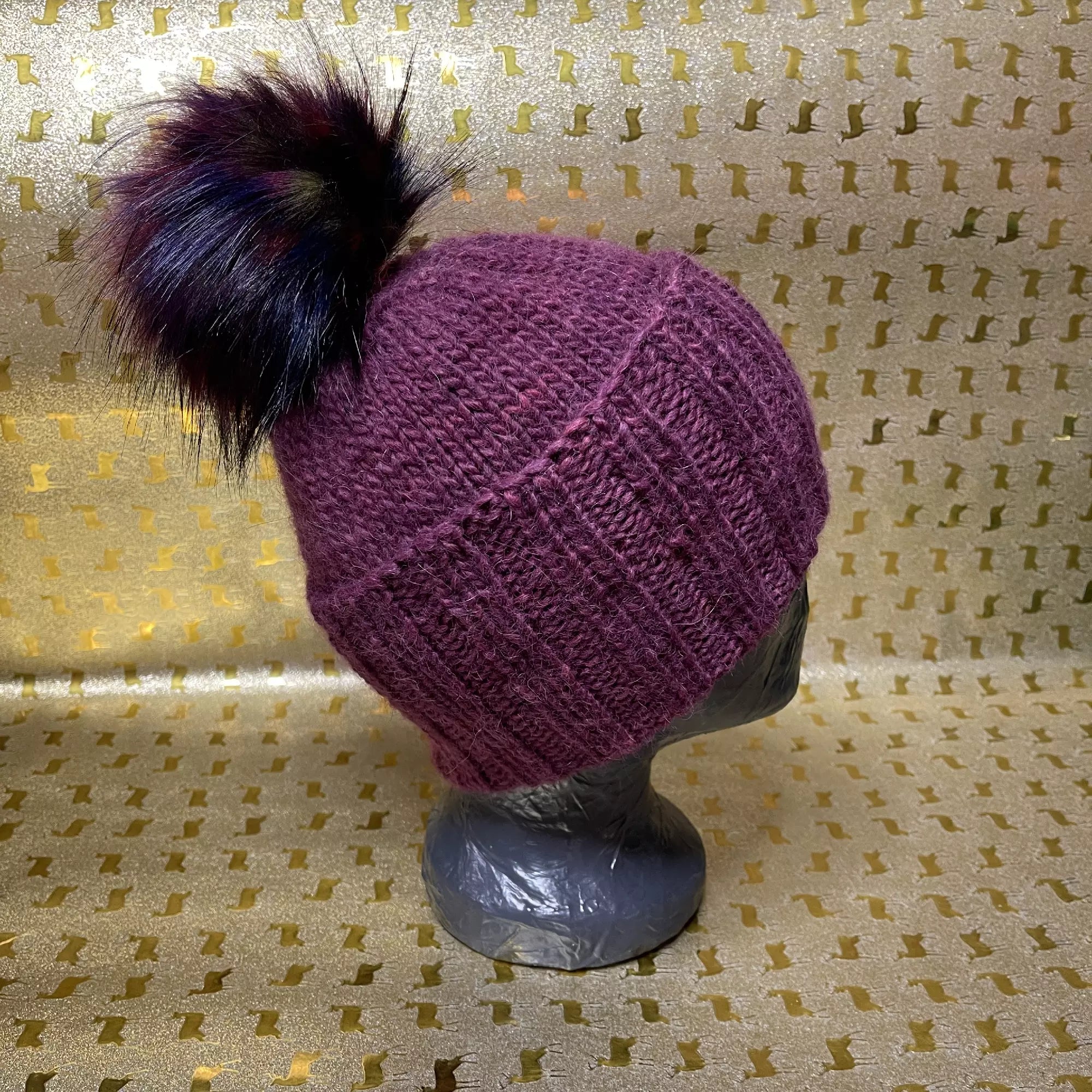 Alpaka Strickmütze Burgund
