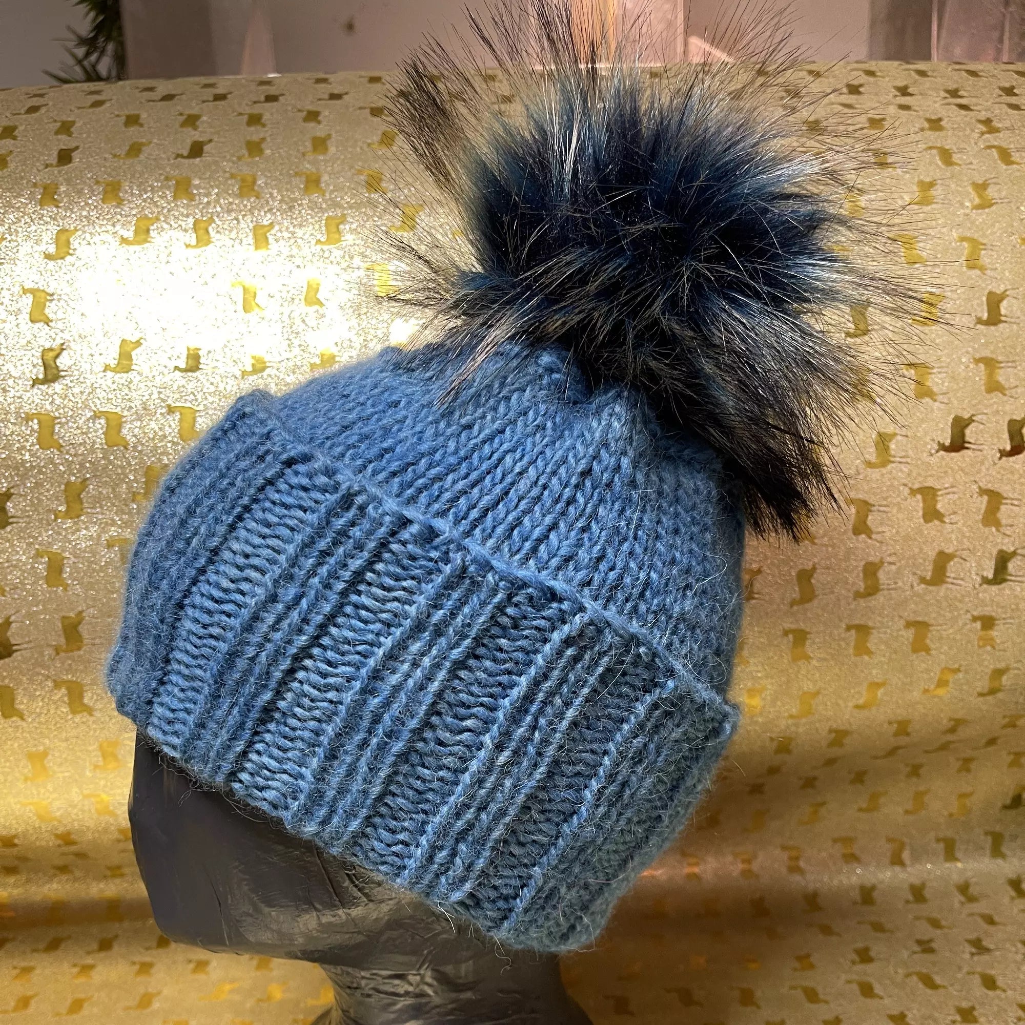 Alpaka Strickmütze Blau