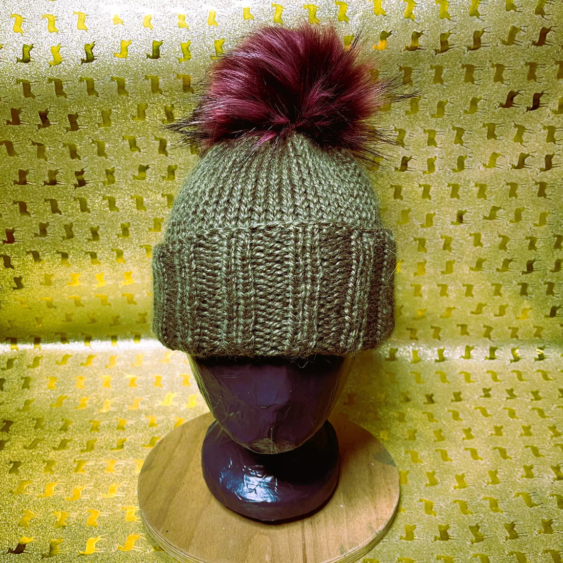 Alpaka Strickmütze Oliv
