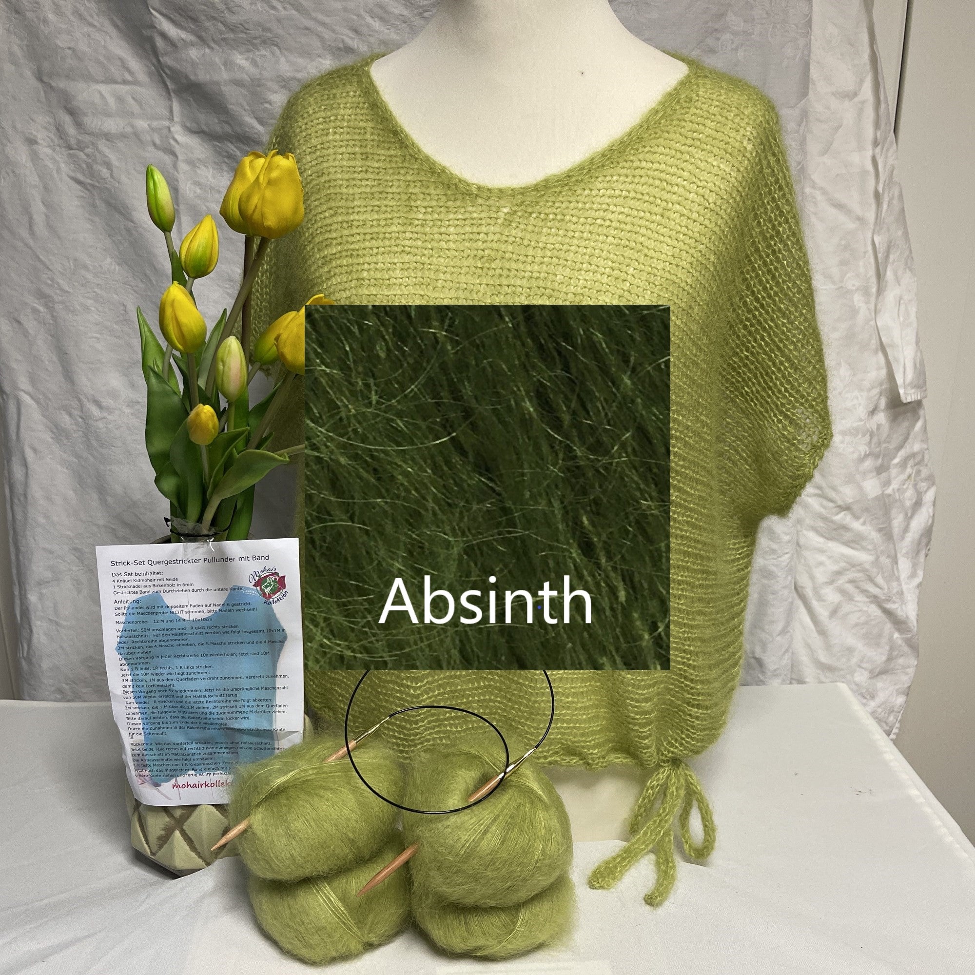 Strick-Set Quergestrickter Pullunder mit Band