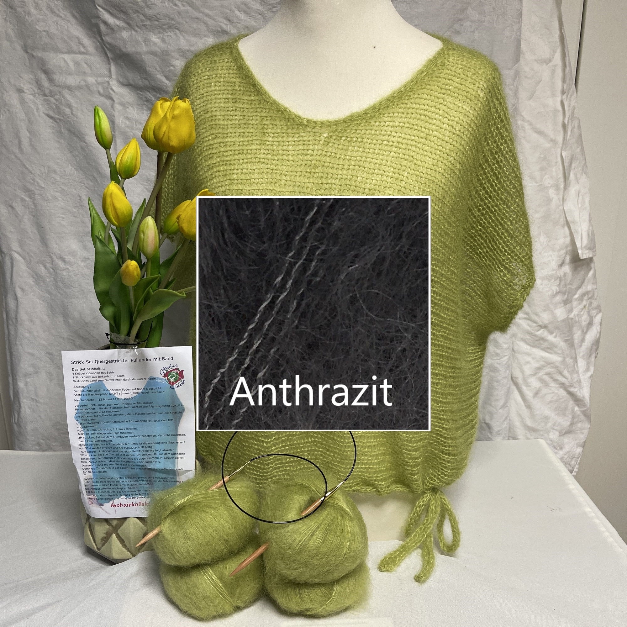 Strick-Set Quergestrickter Pullunder mit Band
