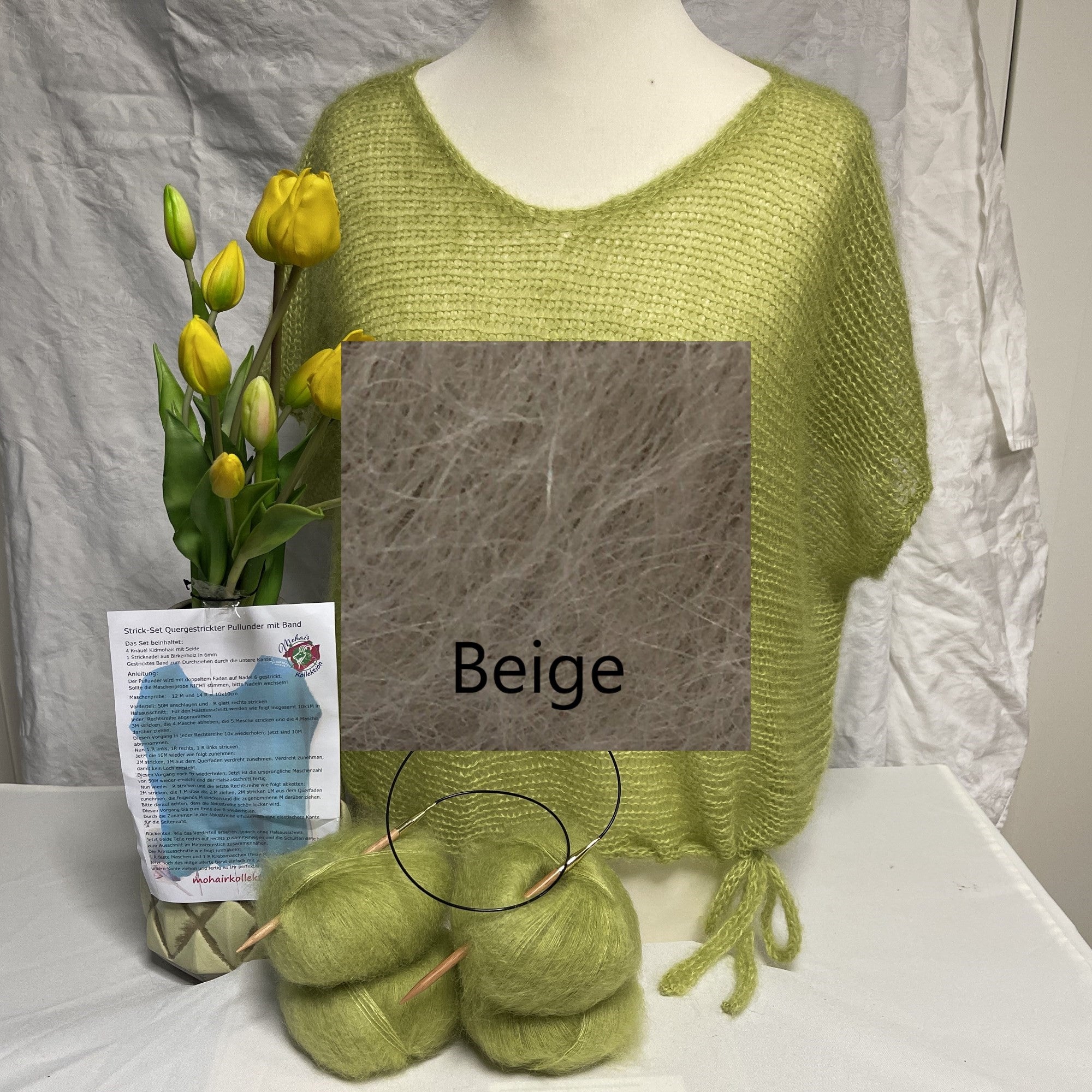 Strick-Set Quergestrickter Pullunder mit Band
