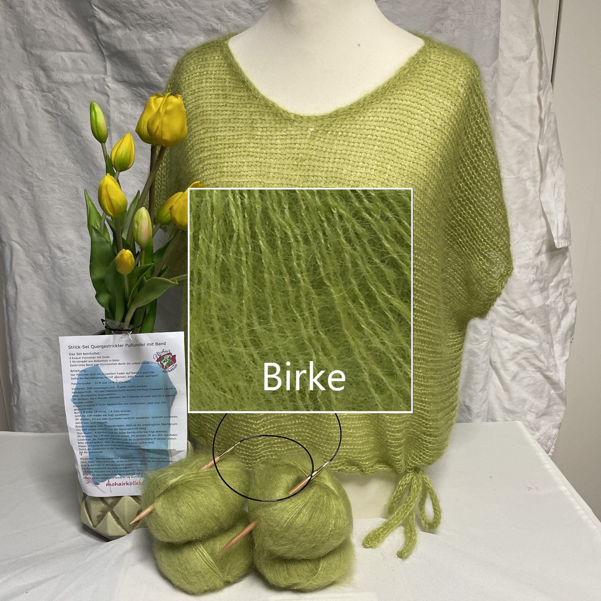 Strick-Set Quergestrickter Pullunder mit Band