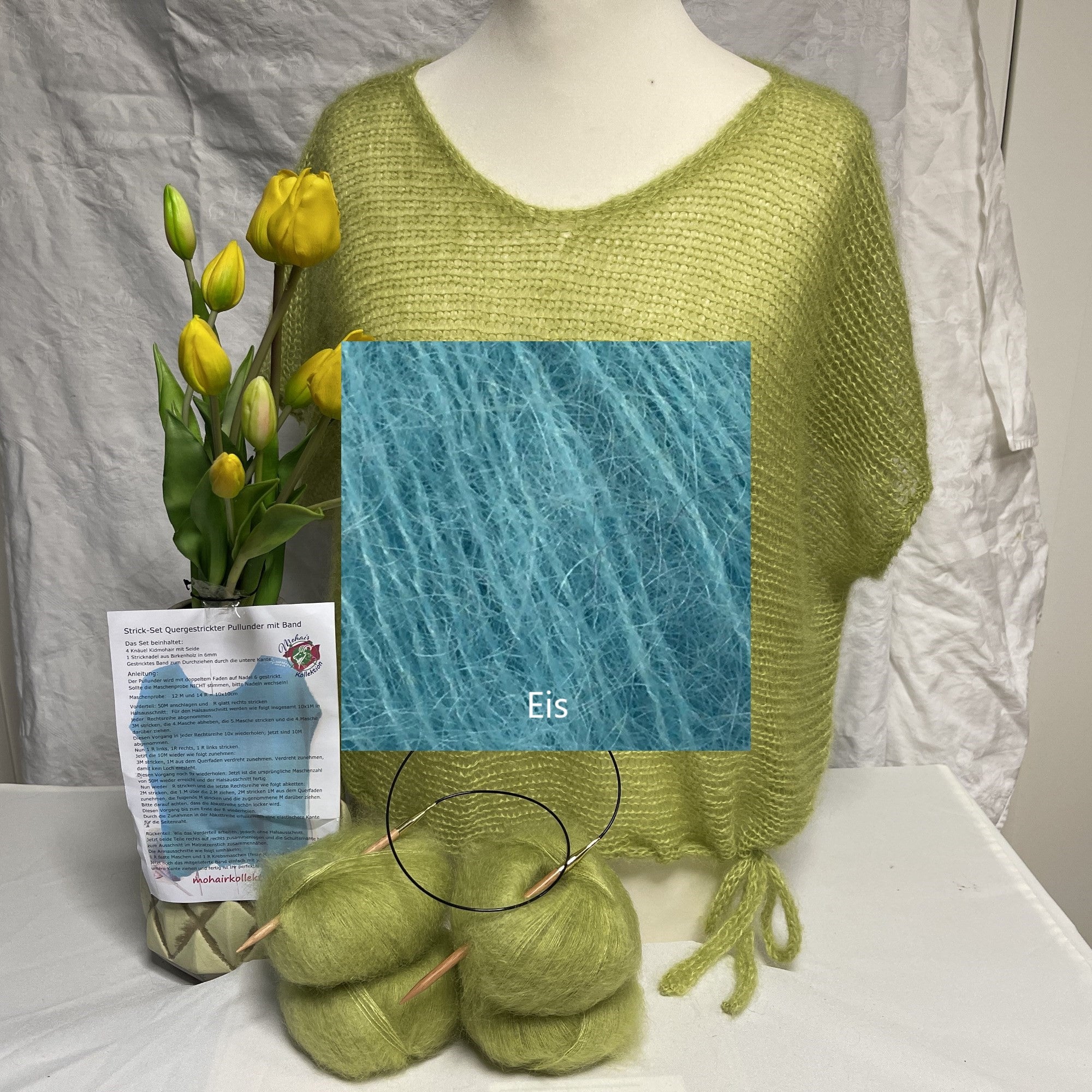 Strick-Set Quergestrickter Pullunder mit Band