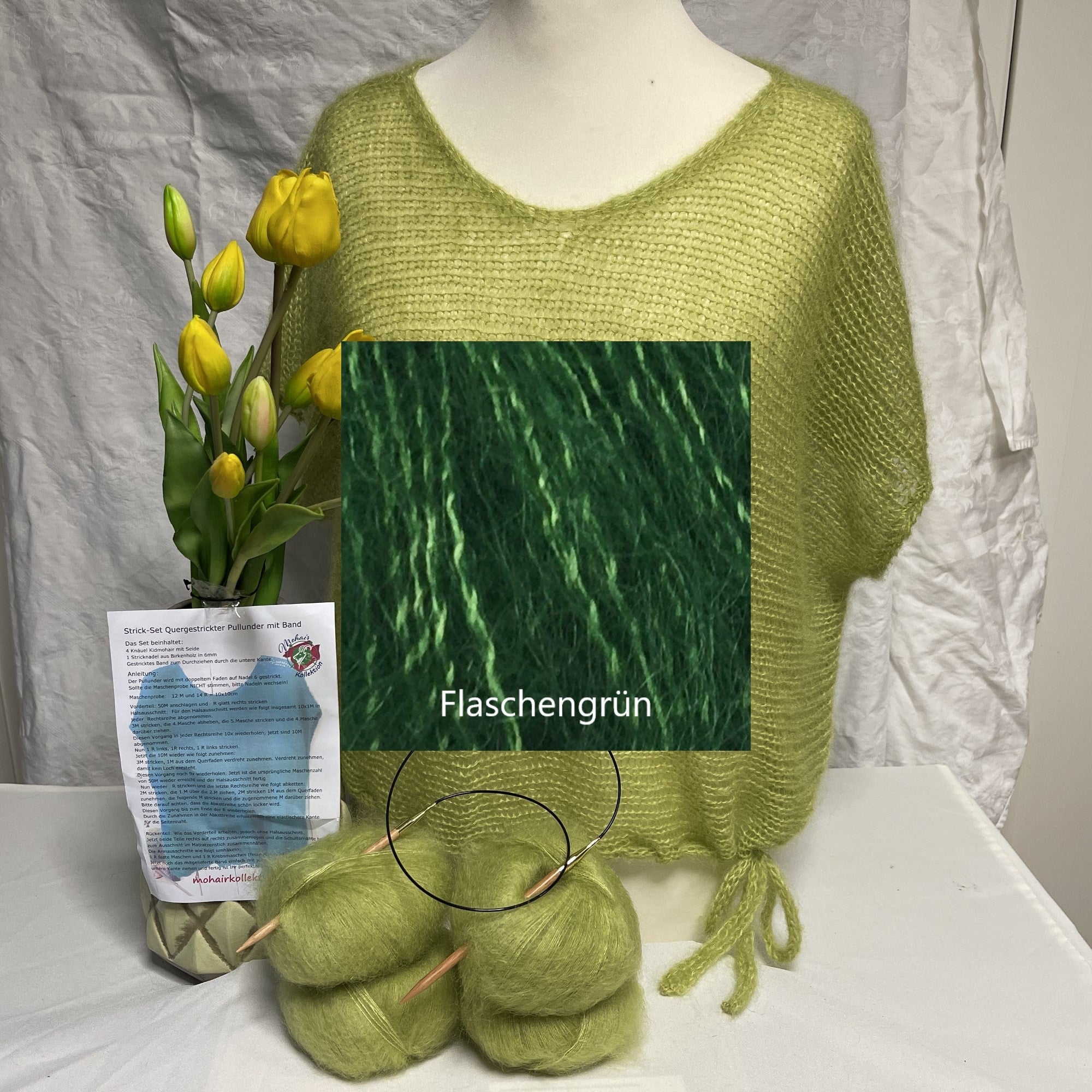 Strick-Set Quergestrickter Pullunder mit Band