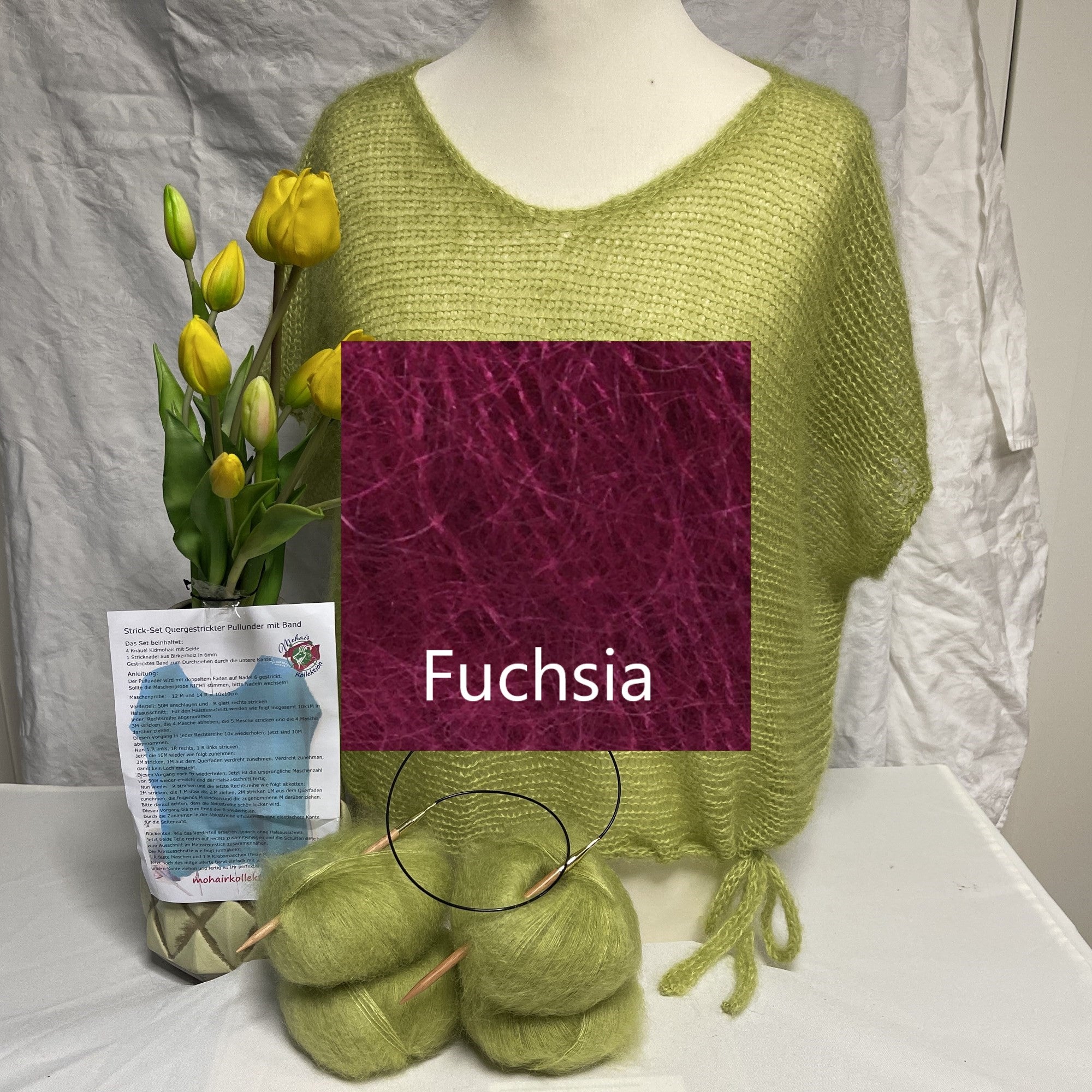 Strick-Set Quergestrickter Pullunder mit Band