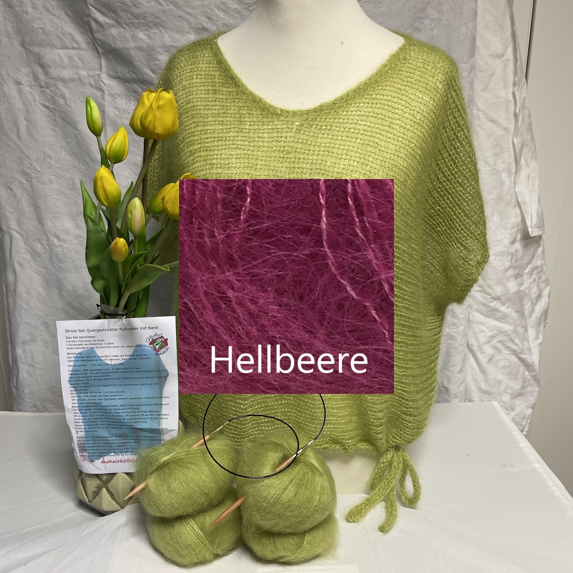 Strick-Set Quergestrickter Pullunder mit Band
