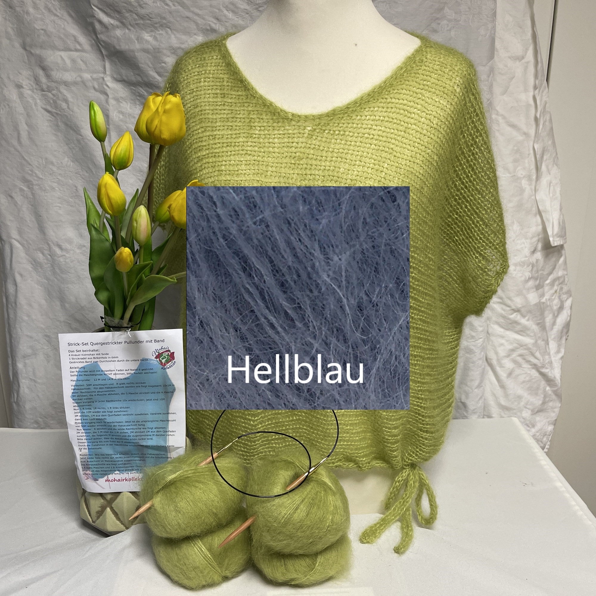 Strick-Set Quergestrickter Pullunder mit Band