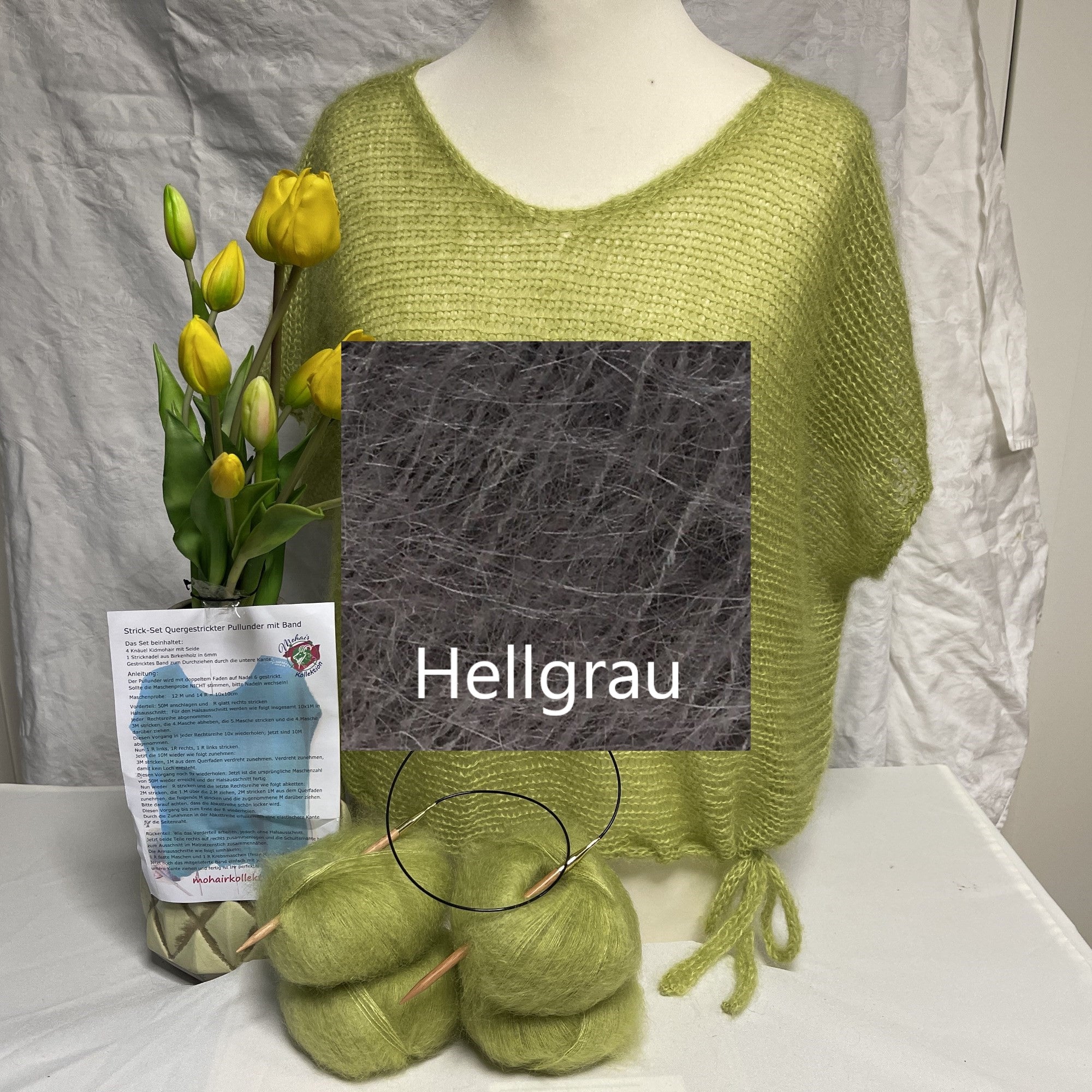 Strick-Set Quergestrickter Pullunder mit Band