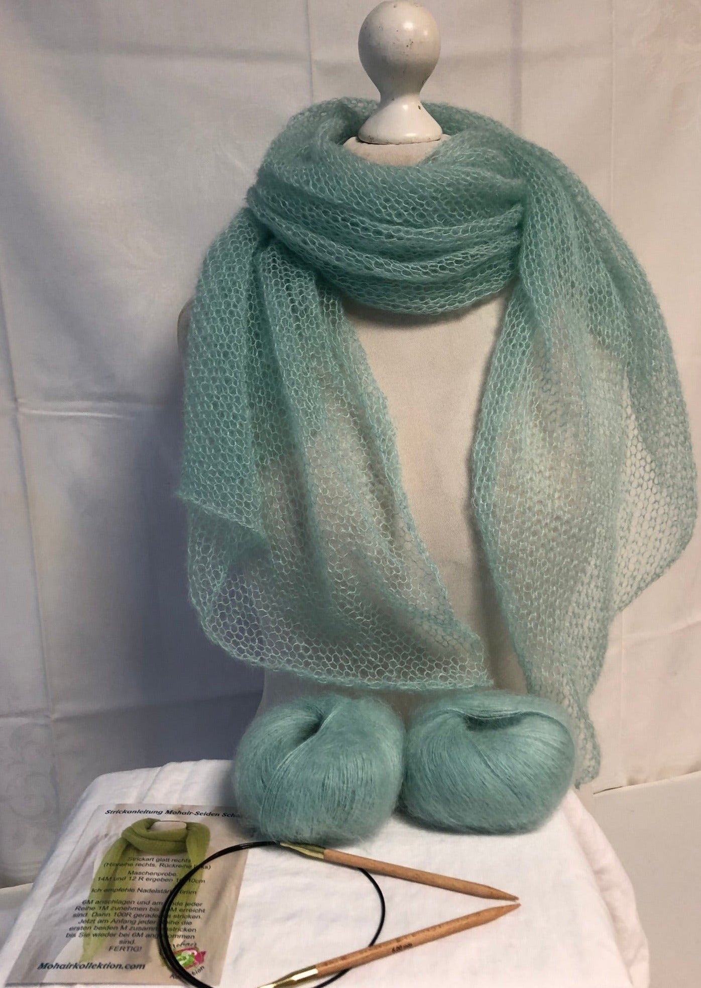 Strick-Set Schal Mint