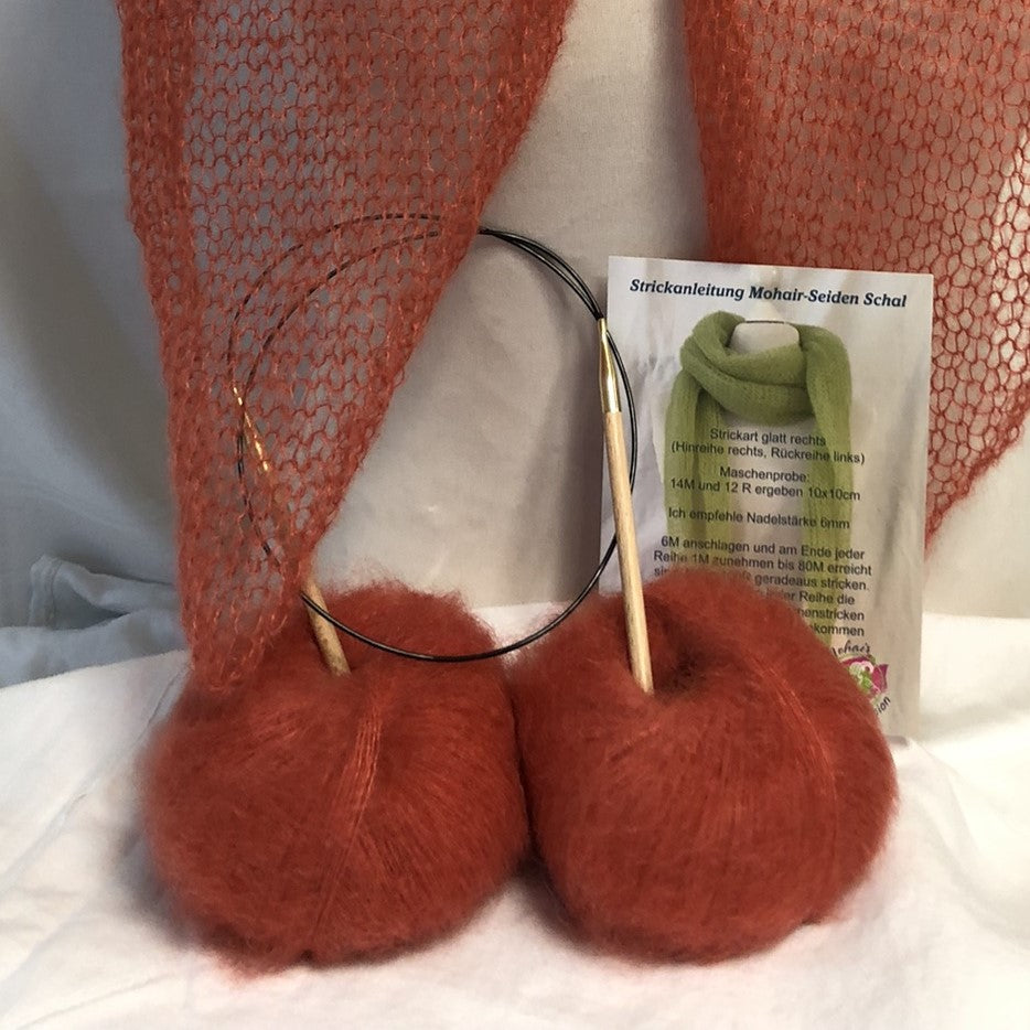 Strick-Set Schal Kürbis