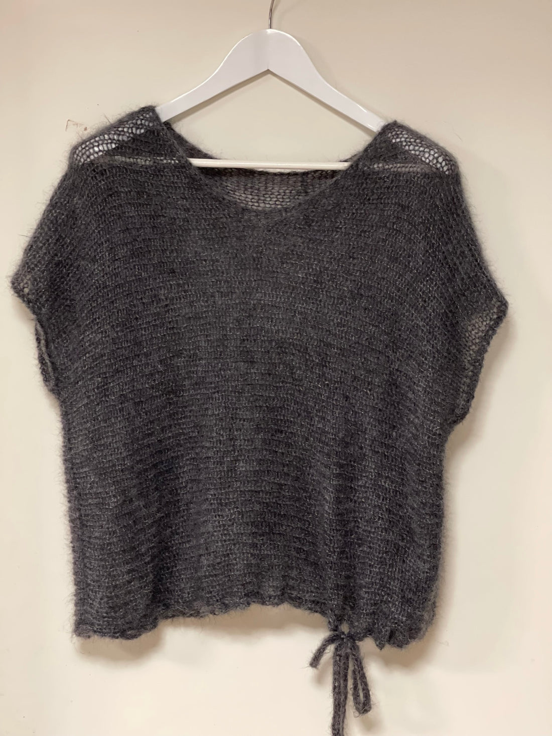 Strick-Set Quergestrickter Pullunder mit Band