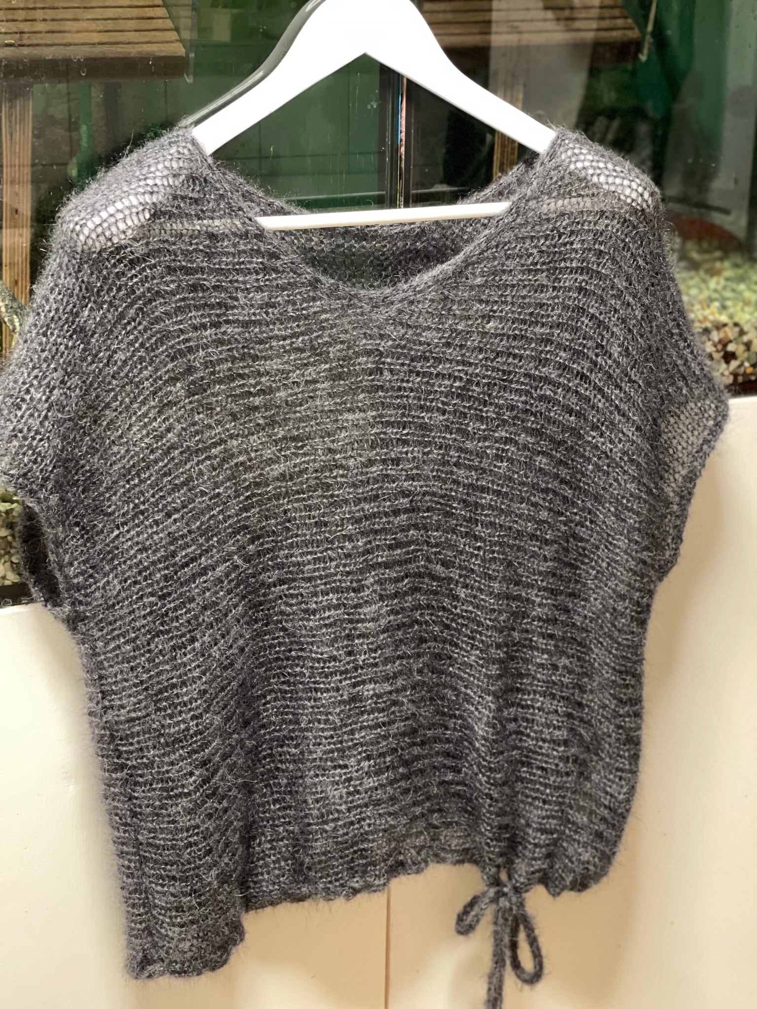 Strick-Set Quergestrickter Pullunder mit Band
