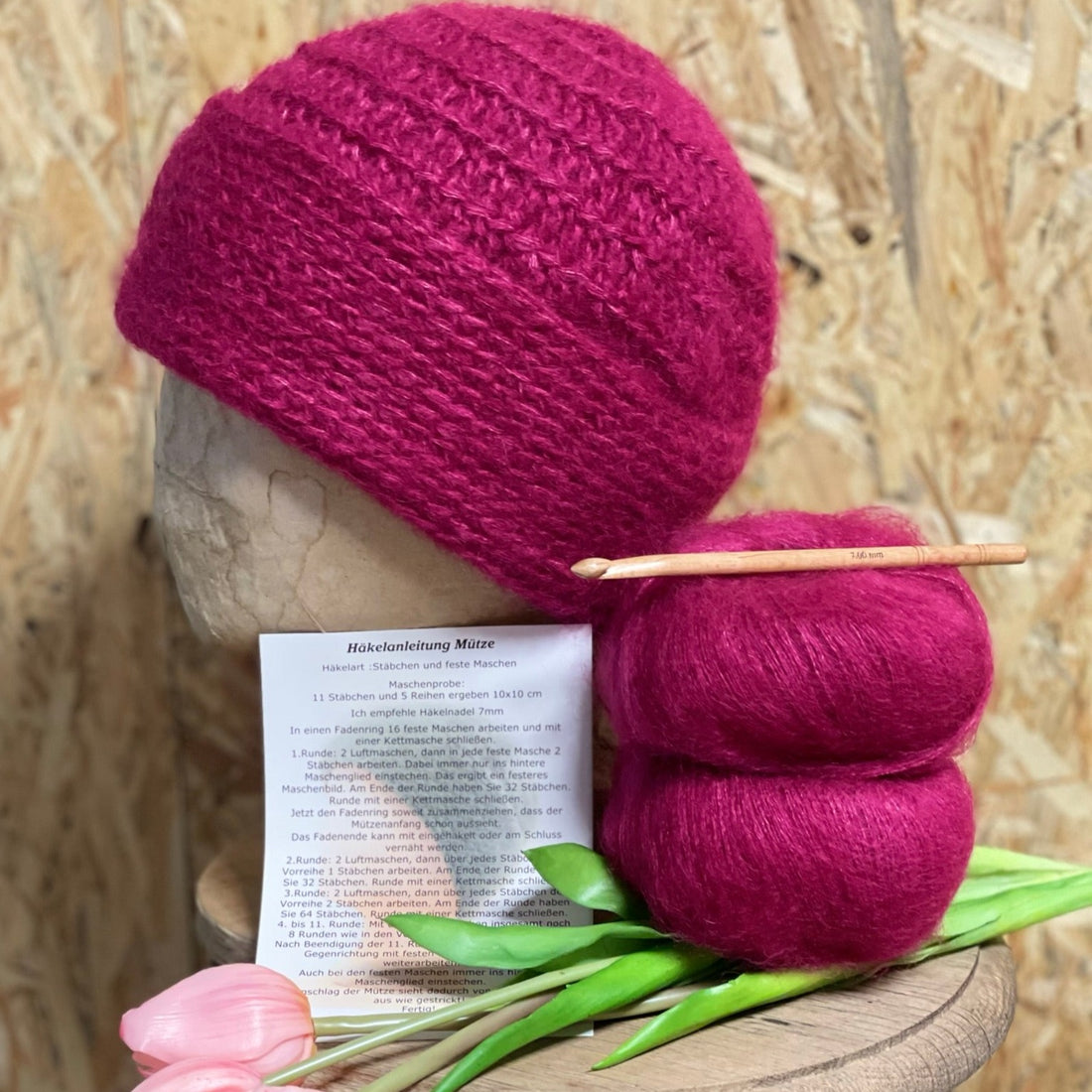 Häkel-Set Mütze Fuchsia