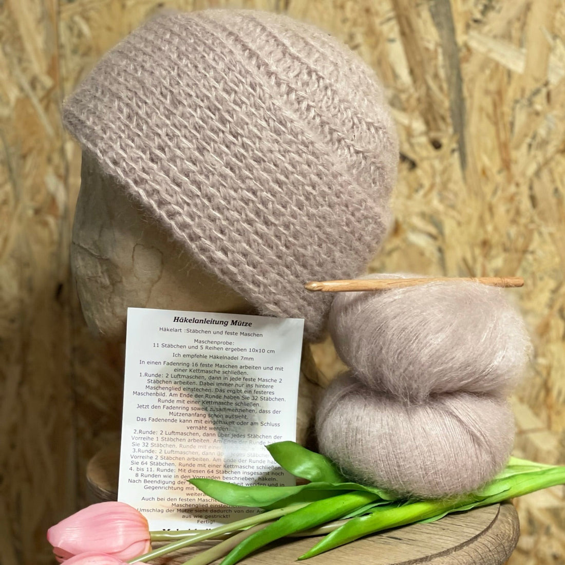 Häkel-Set Mütze Beige