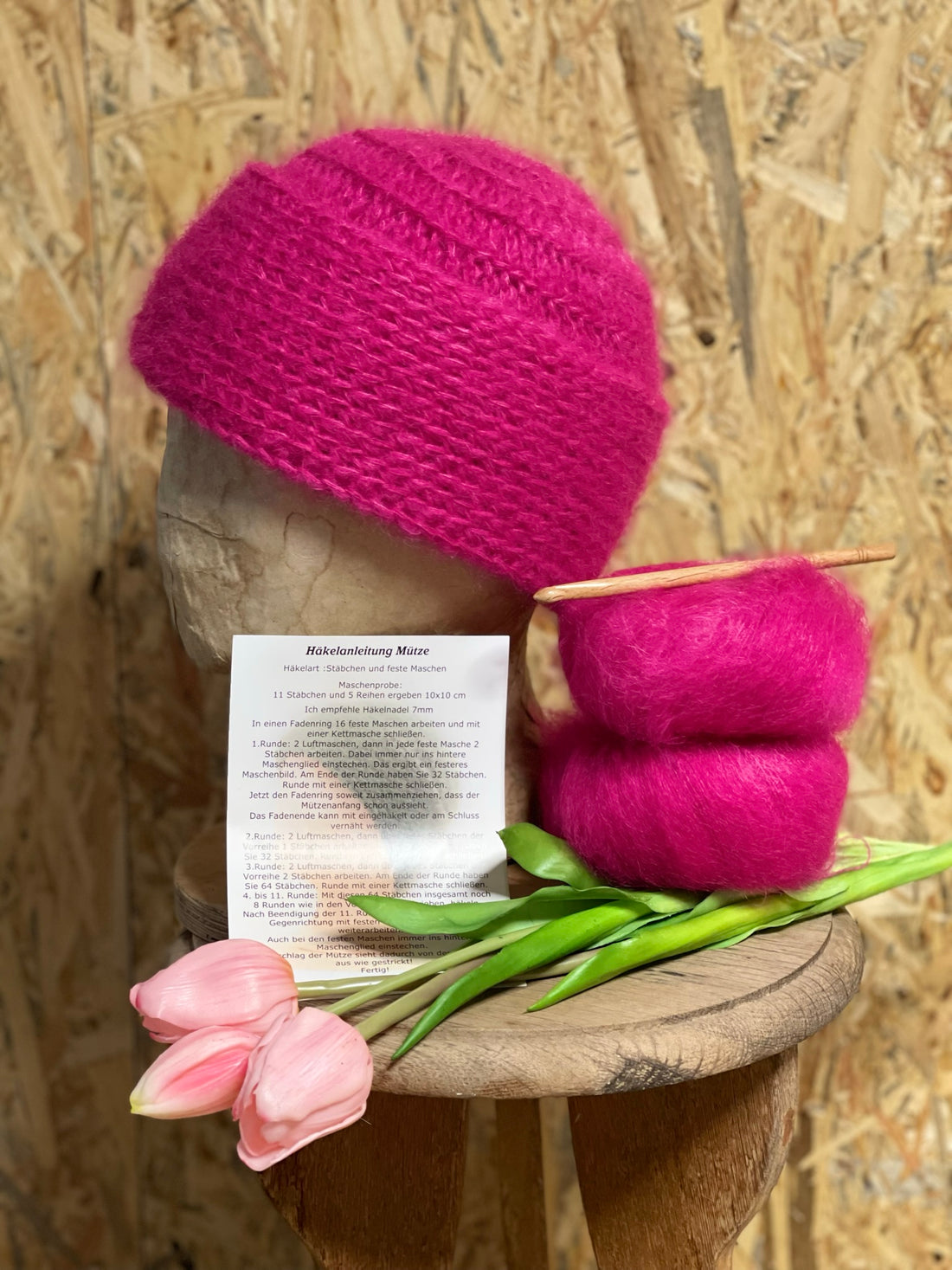 Häkel-Set Mütze Magenta