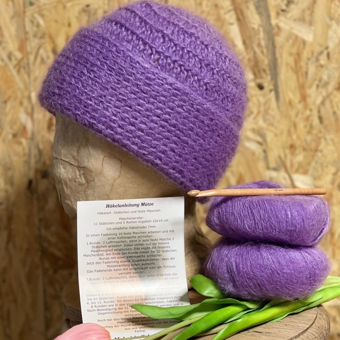 Häkel-Set Mütze Flieder