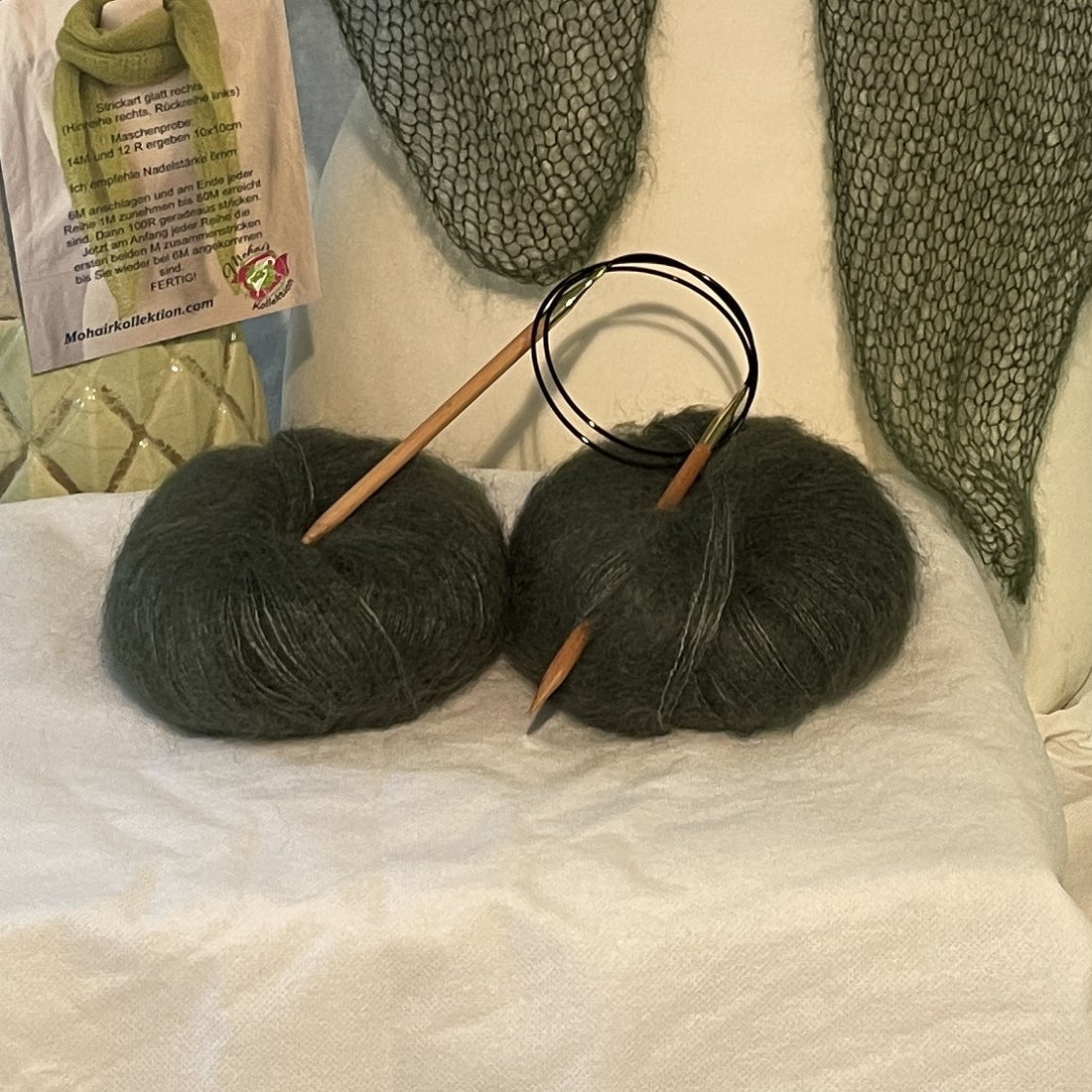 Strick-Set Schal Tanne