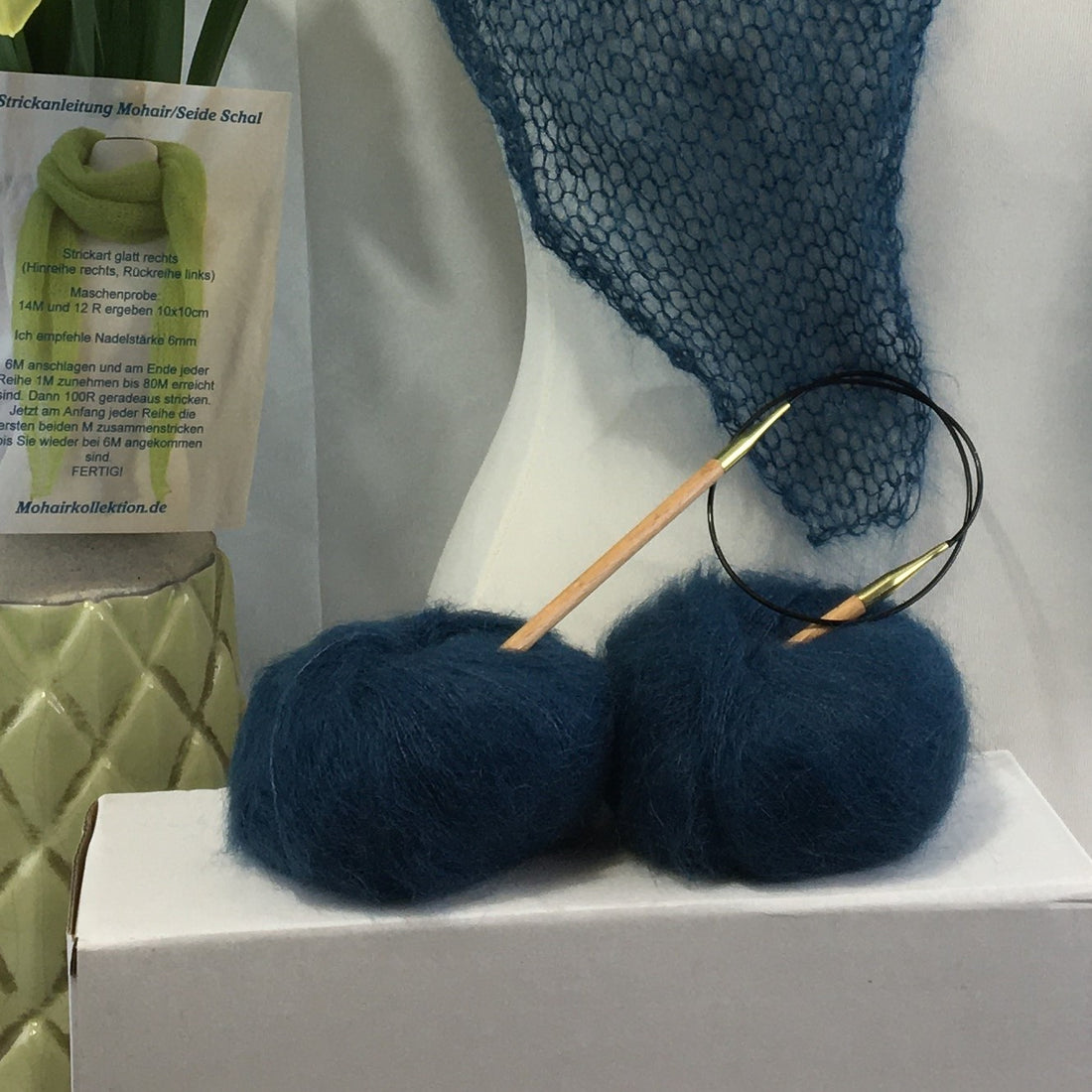 Strick-Set Schal Petrol