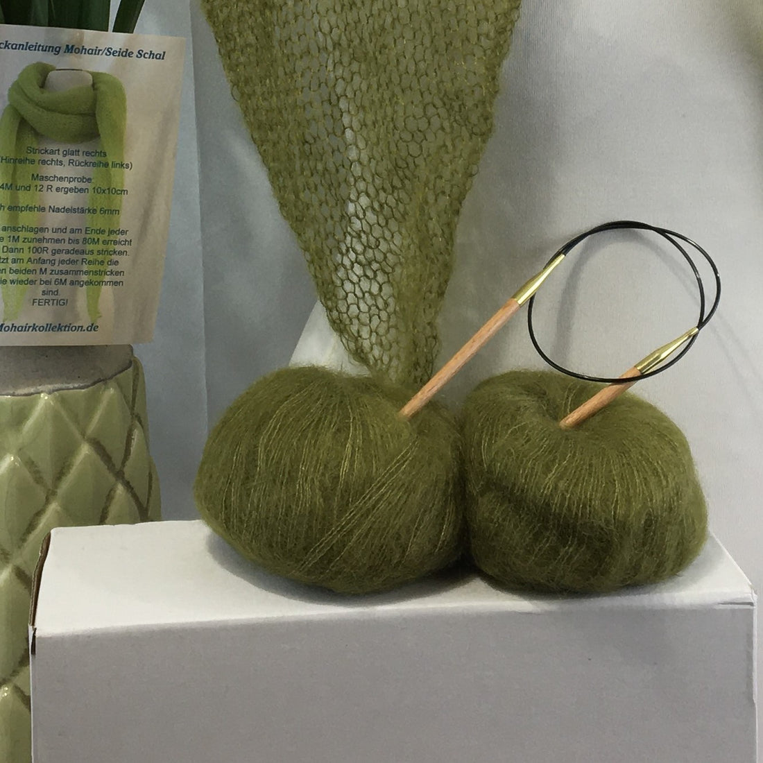 Strick-Set Schal Limette