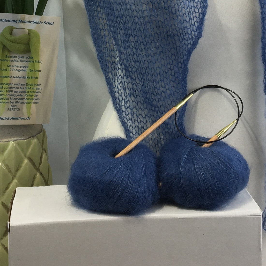 Strick-Set Schal Taubenblau