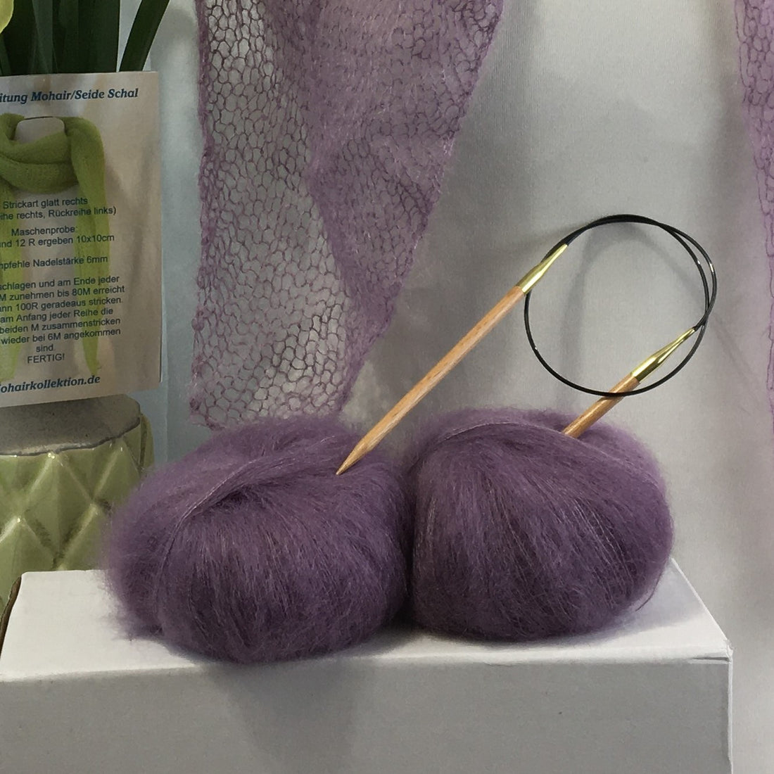 Strick-Set Schal Mauve