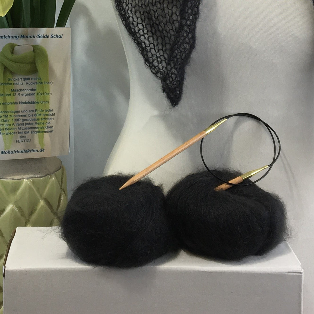 Strick-Set Schal Schwarz