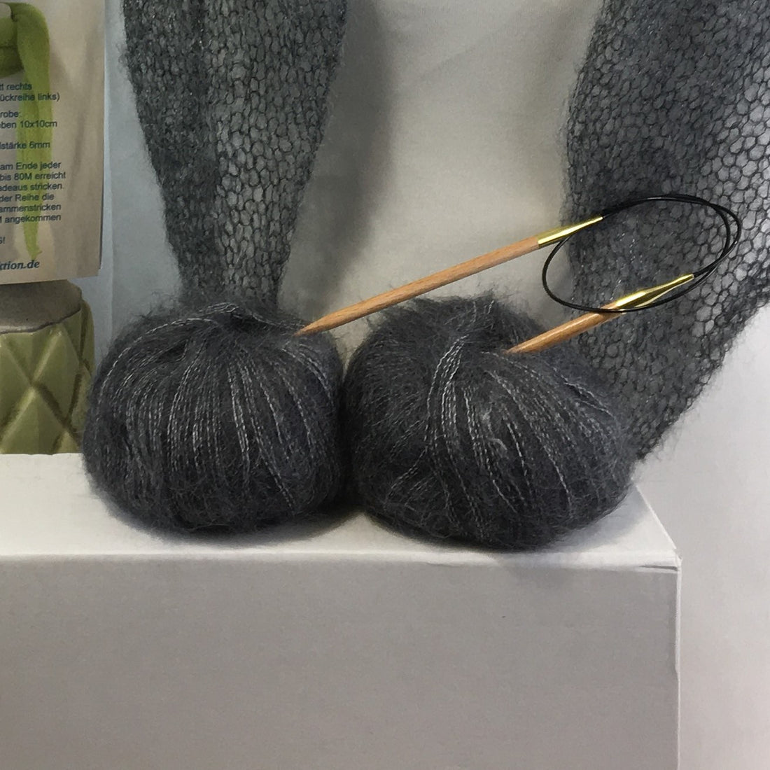 Strick-Set Schal Anthrazit