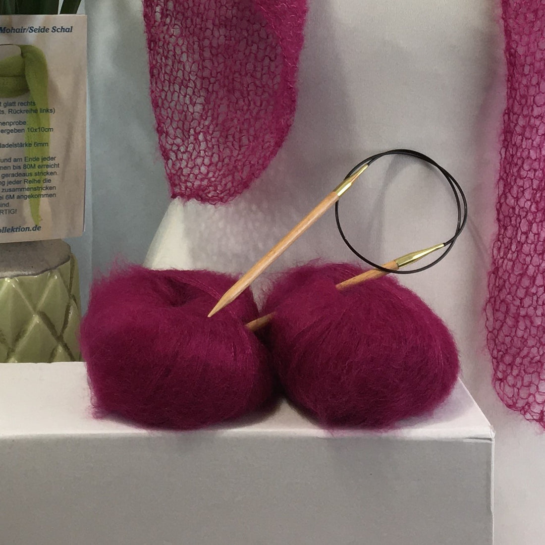 Strick-Set Schal Fuchsia