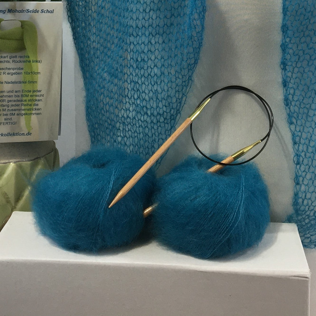 Strick-Set Schal Lagune