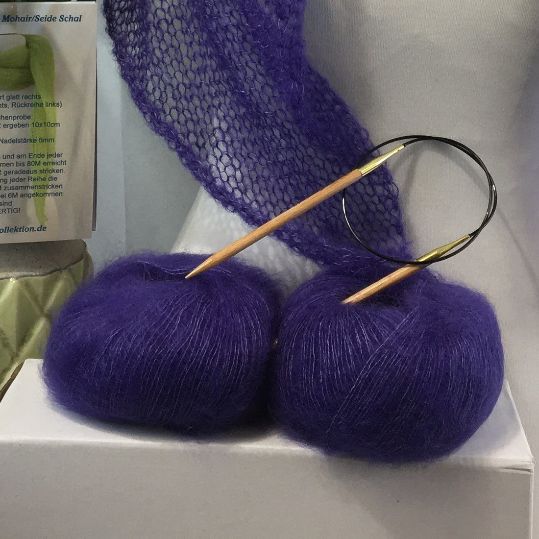 Strick-Set Schal Lila