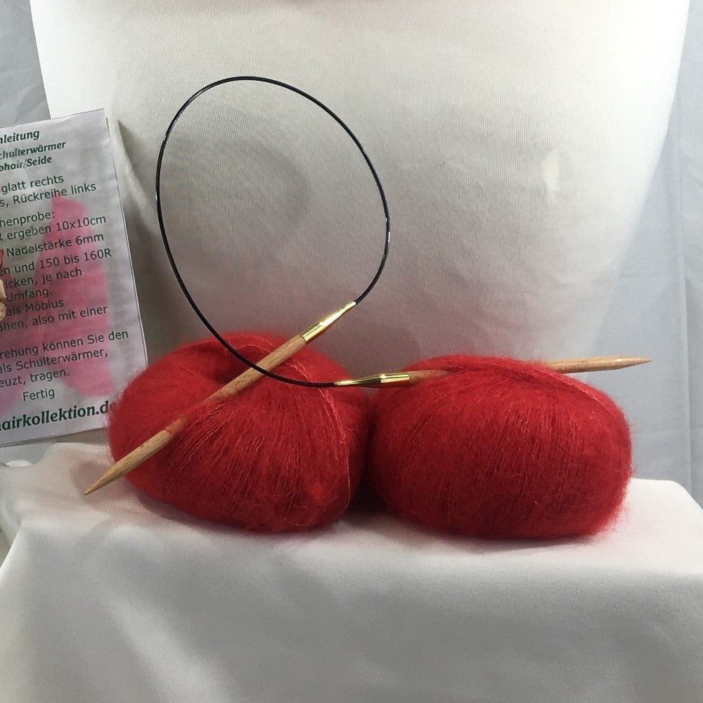 Strick-Set Loop Mohnrot