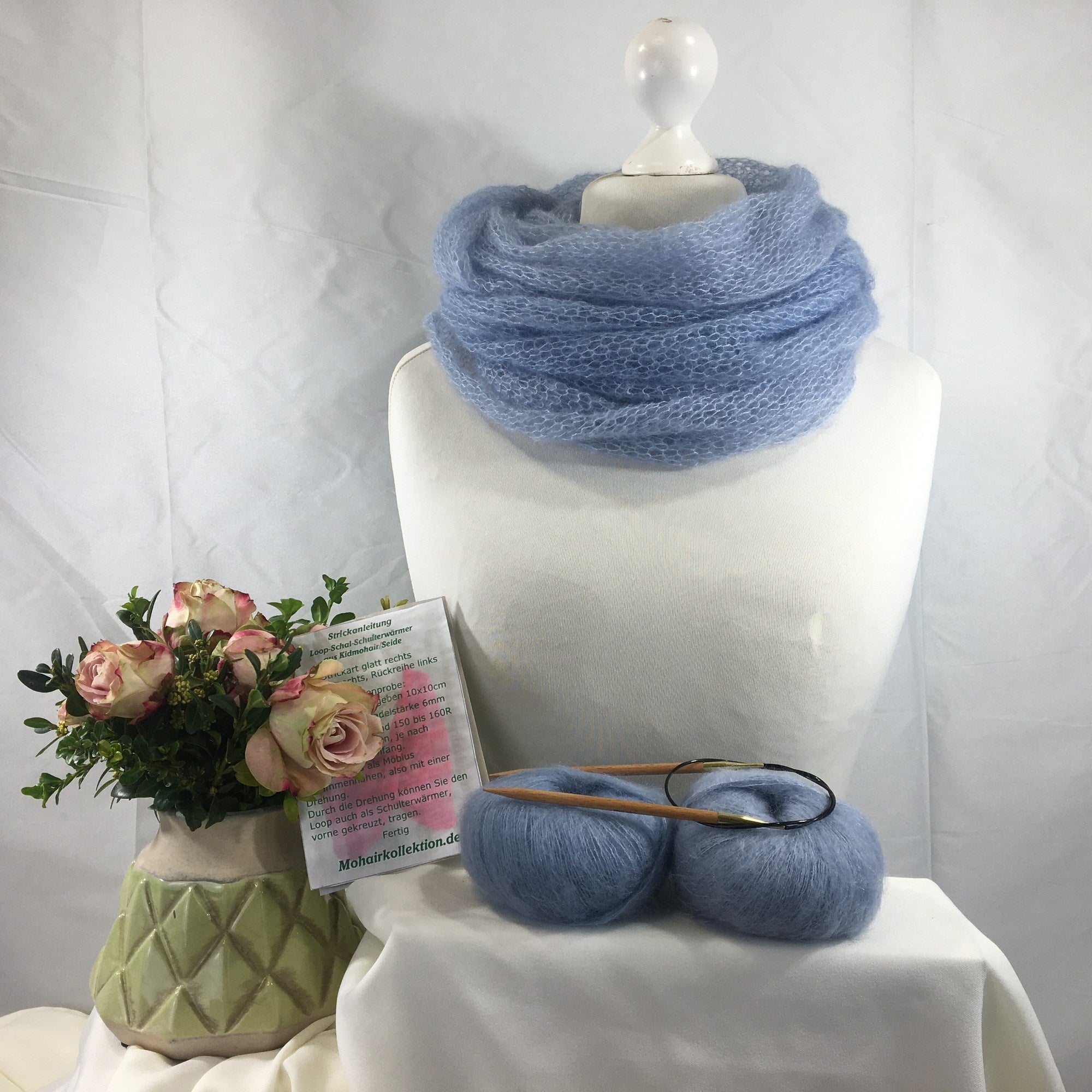 Strick-Set Loop Hellblau