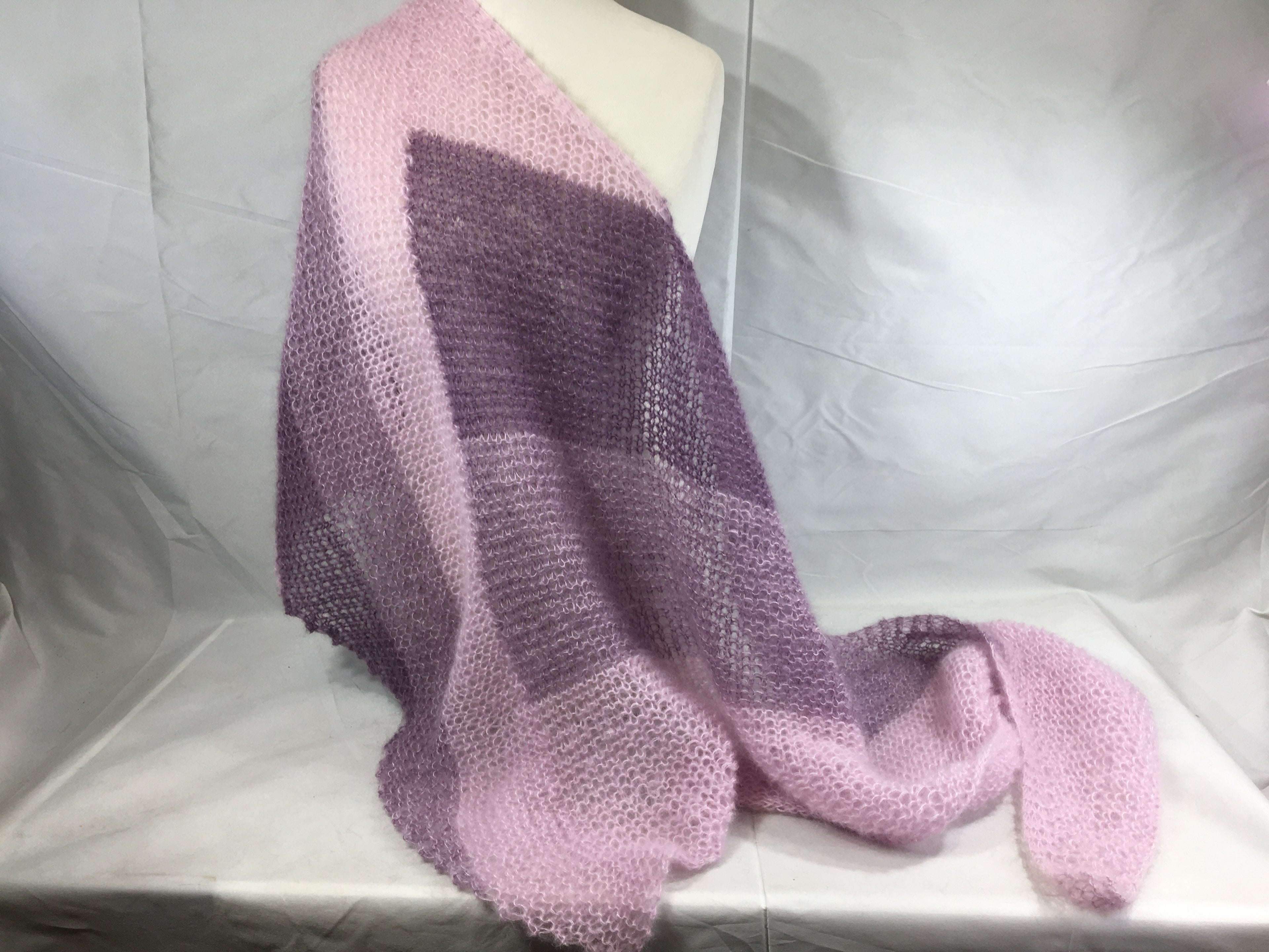Strick-Set Schal zweifarbig Hellrosa-Mauve