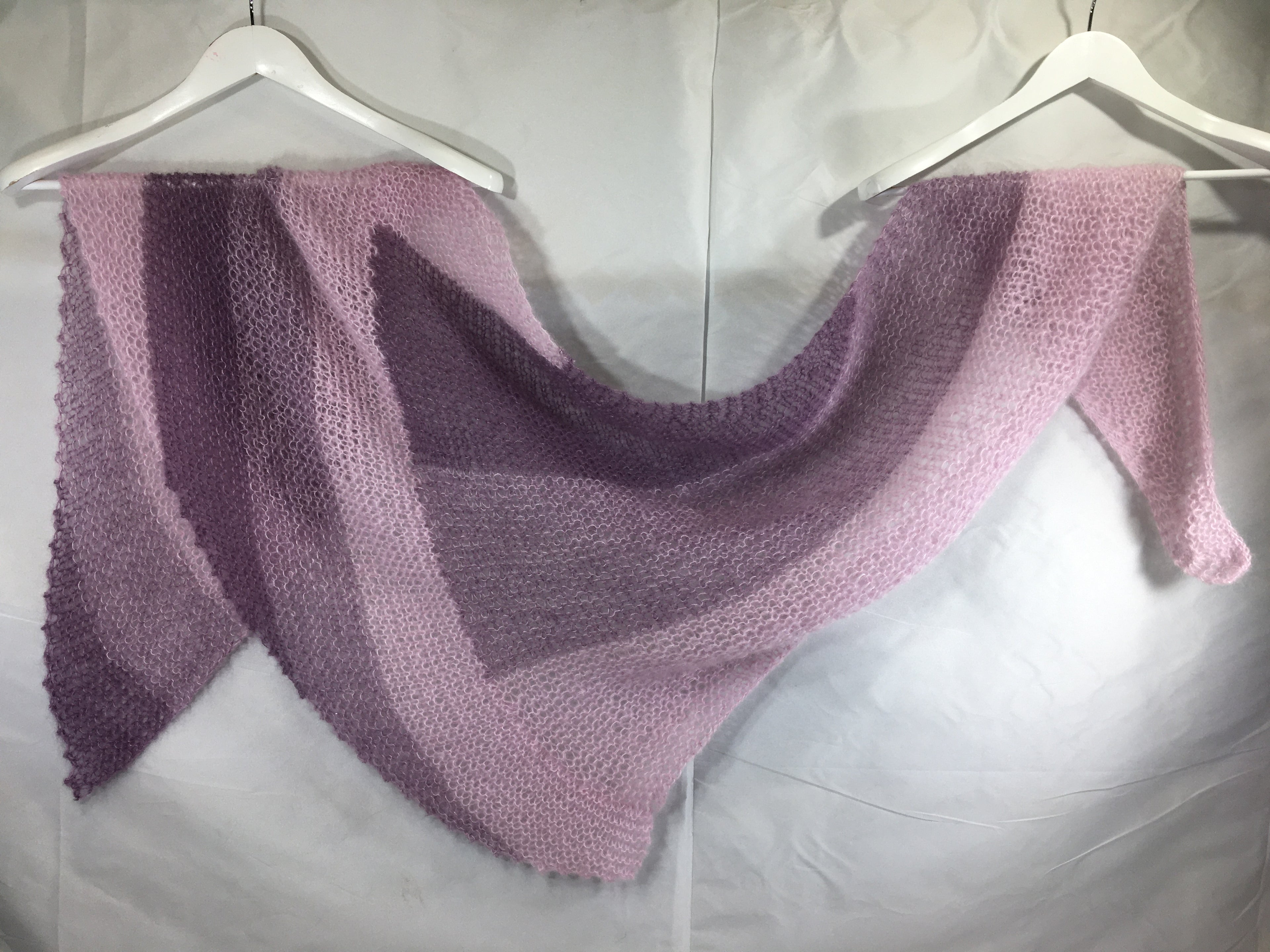 Strick-Set Schal zweifarbig Hellrosa-Mauve