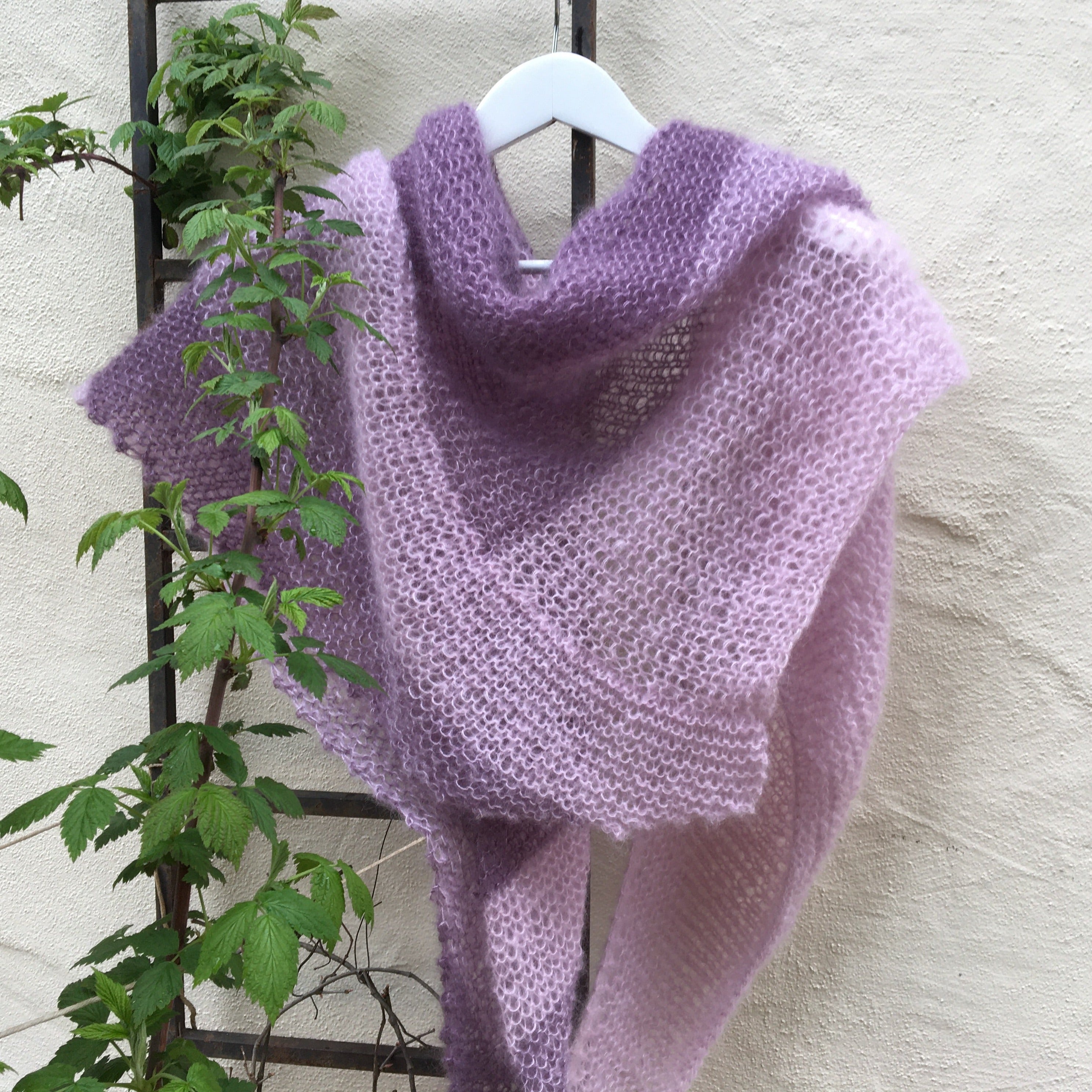 Strick-Set Schal zweifarbig Hellrosa-Mauve