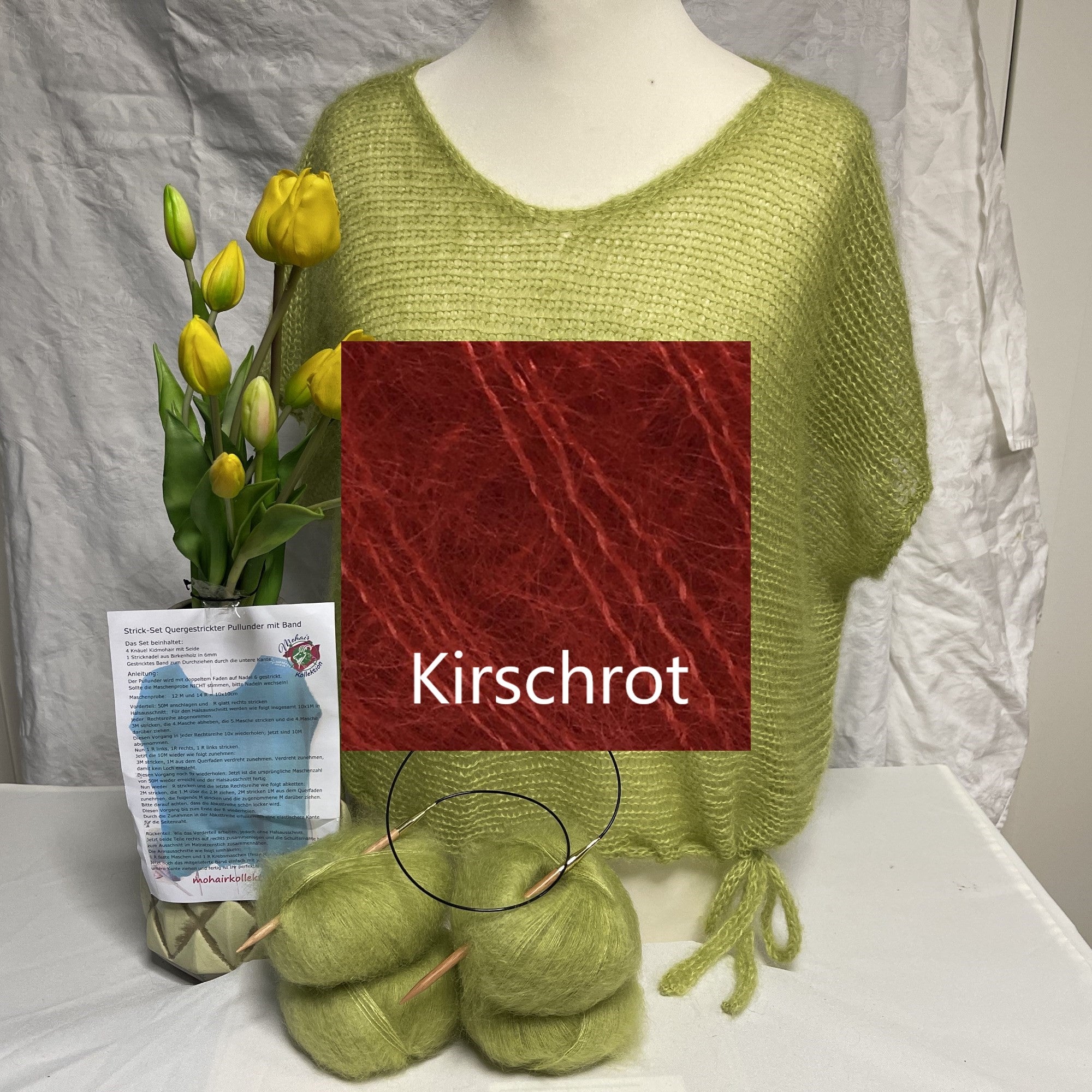 Strick-Set Quergestrickter Pullunder mit Band