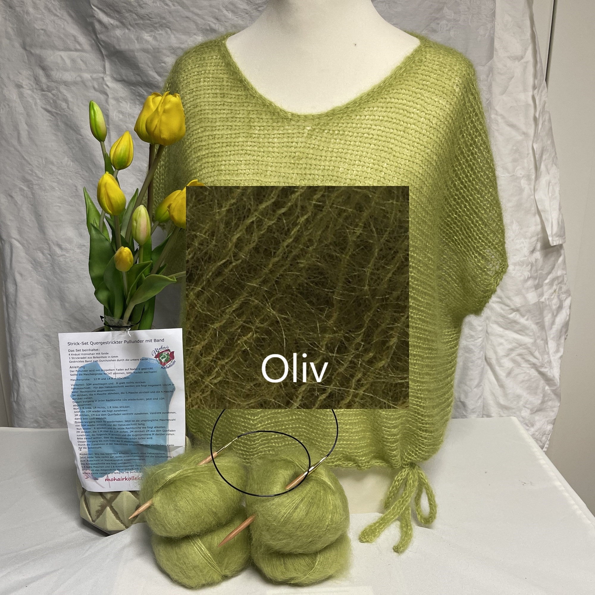 Strick-Set Quergestrickter Pullunder mit Band