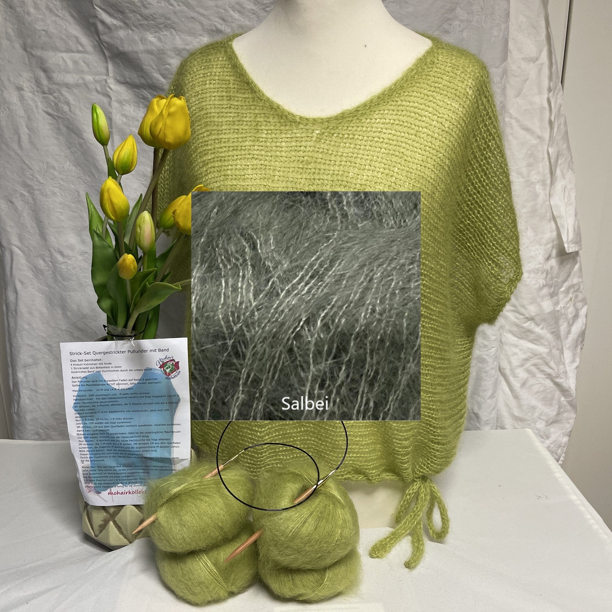 Strick-Set Quergestrickter Pullunder mit Band