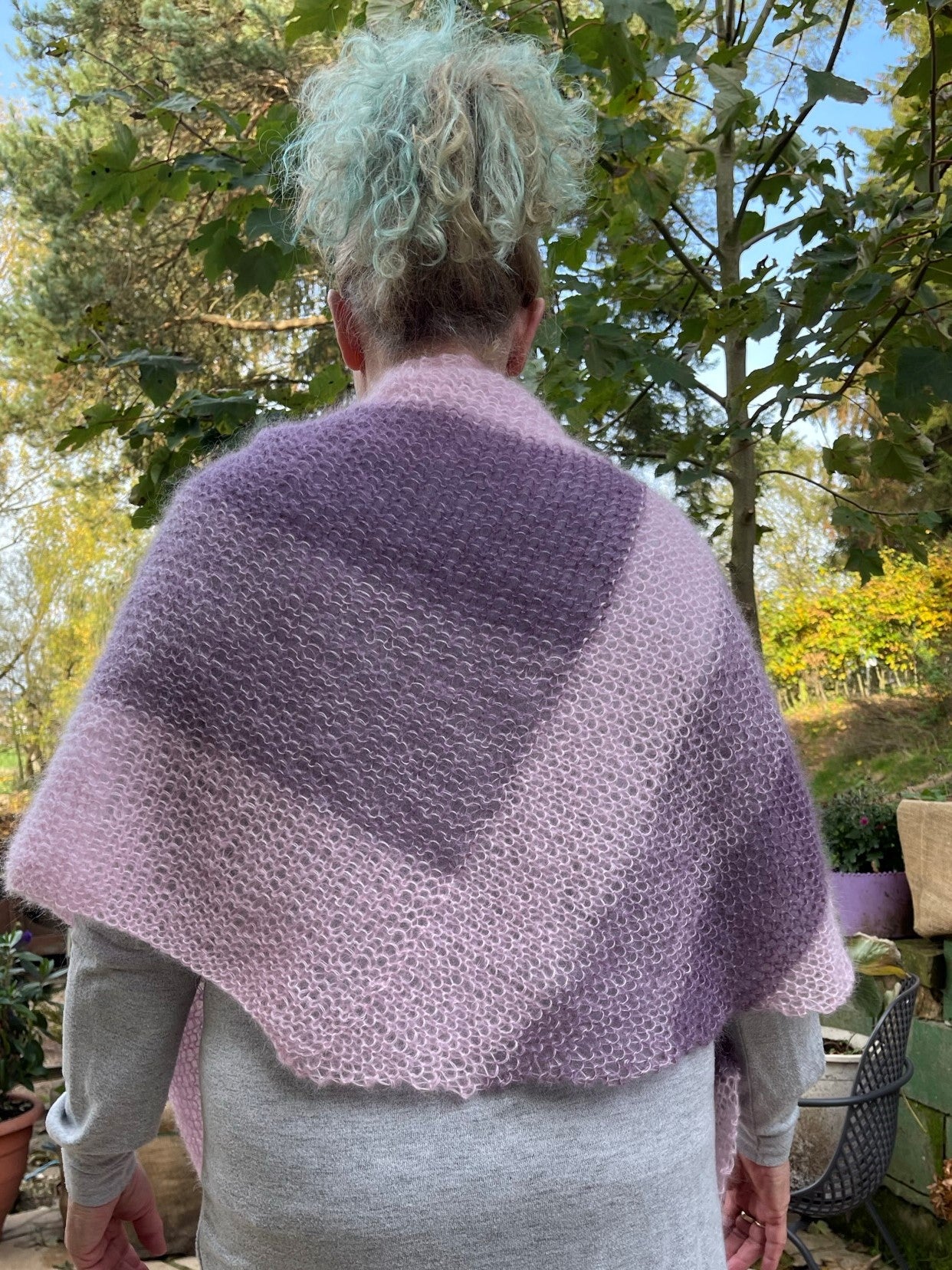 Strick-Set Schal zweifarbig Hellrosa-Mauve